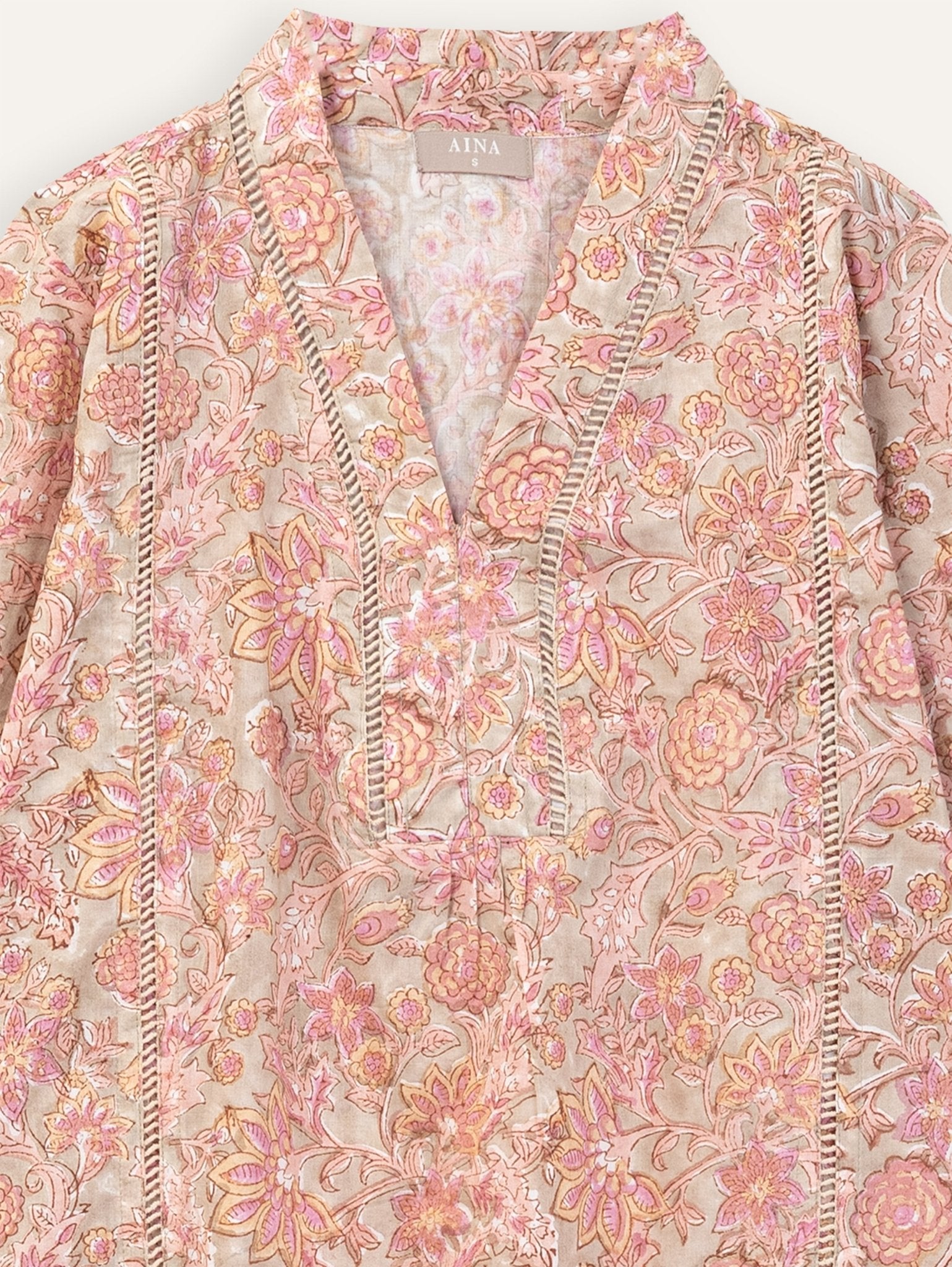 Tasmiya Cotton Block Printed A - Line Kurta - AINA