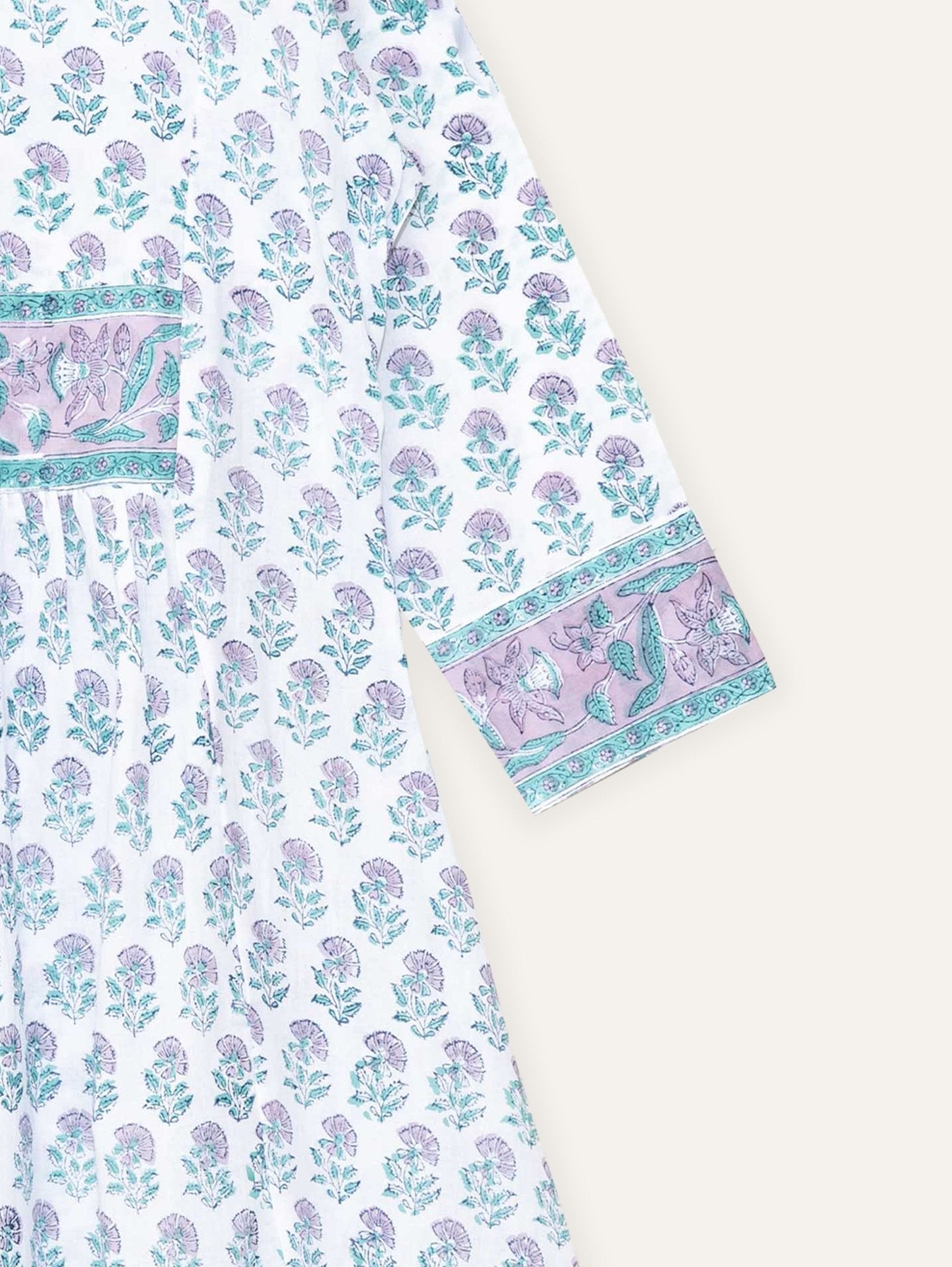 Teena Cotton Block Printed A - Line Kurta - AINA