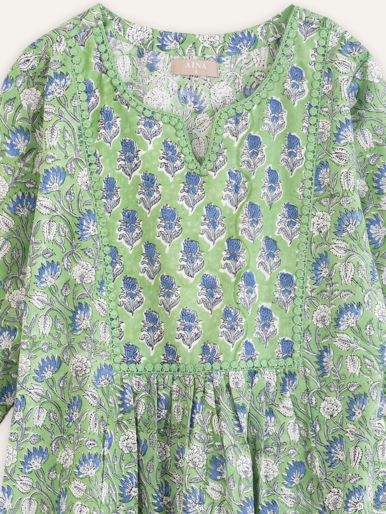 Tejal Cotton Block Printed A - Line Kurta - AINA