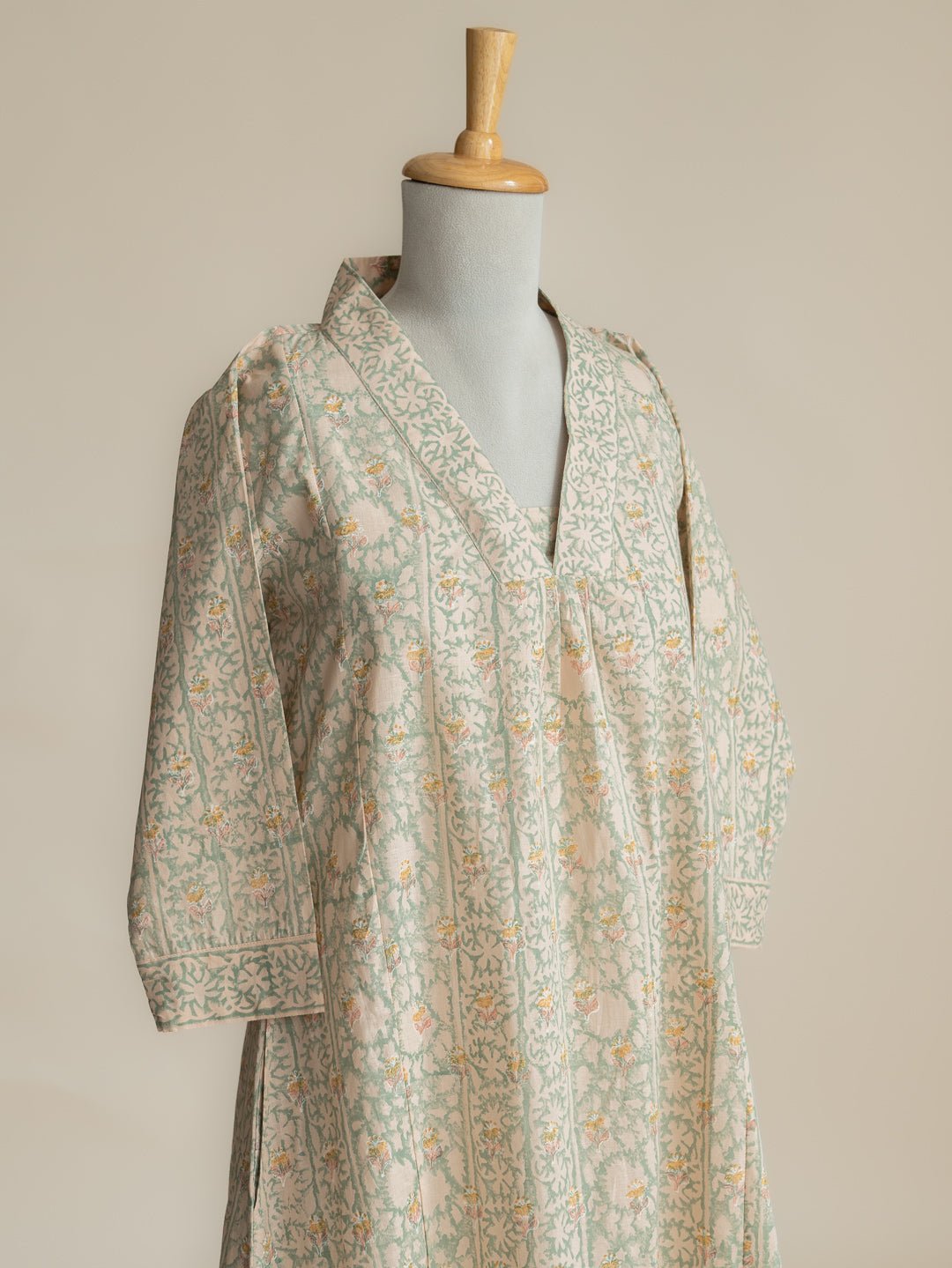 Thaniya Cotton Block Printed A-Line Kurta - AINA