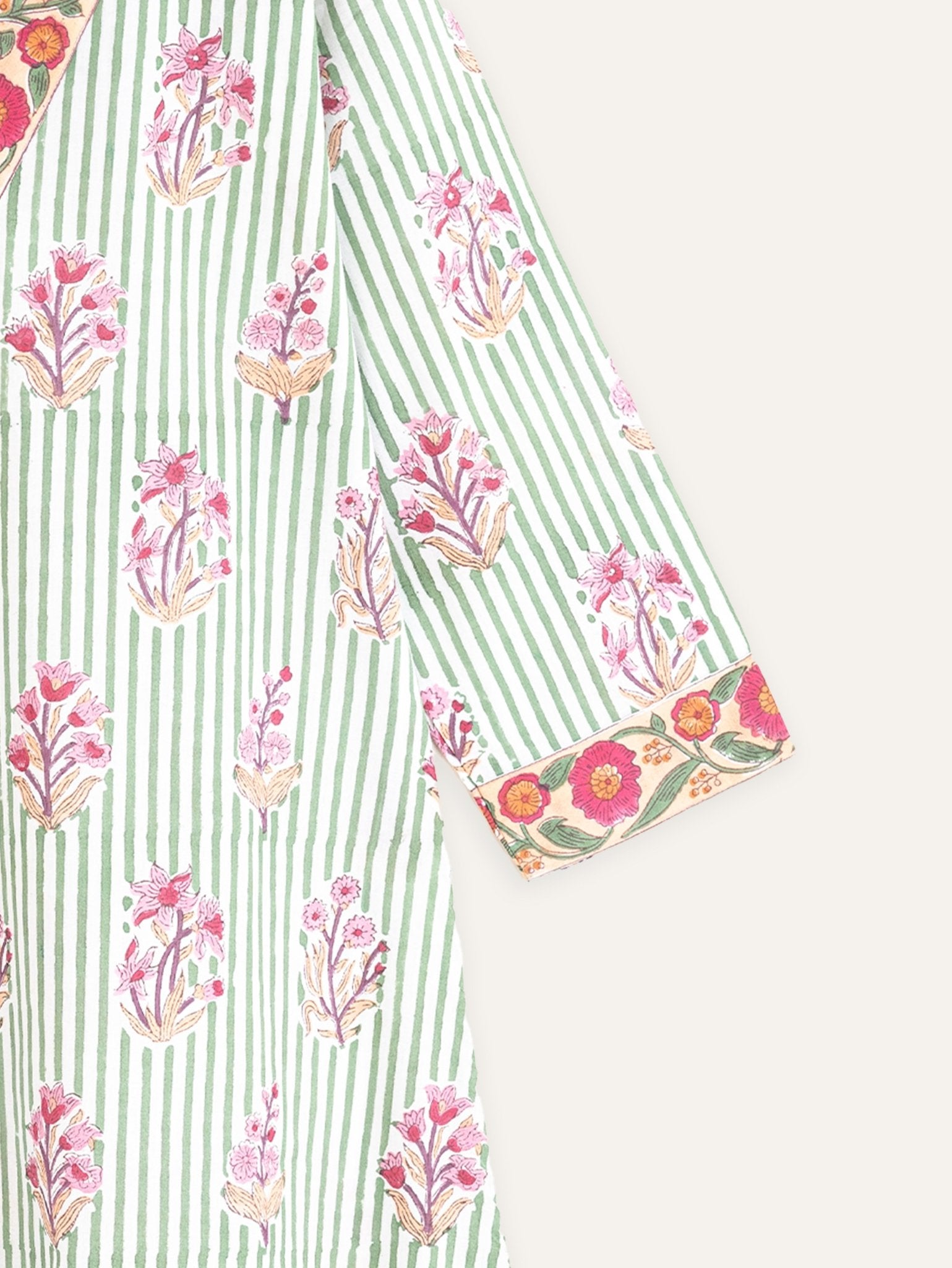 Tia Cotton Block Printed A - Line Kurta - AINA