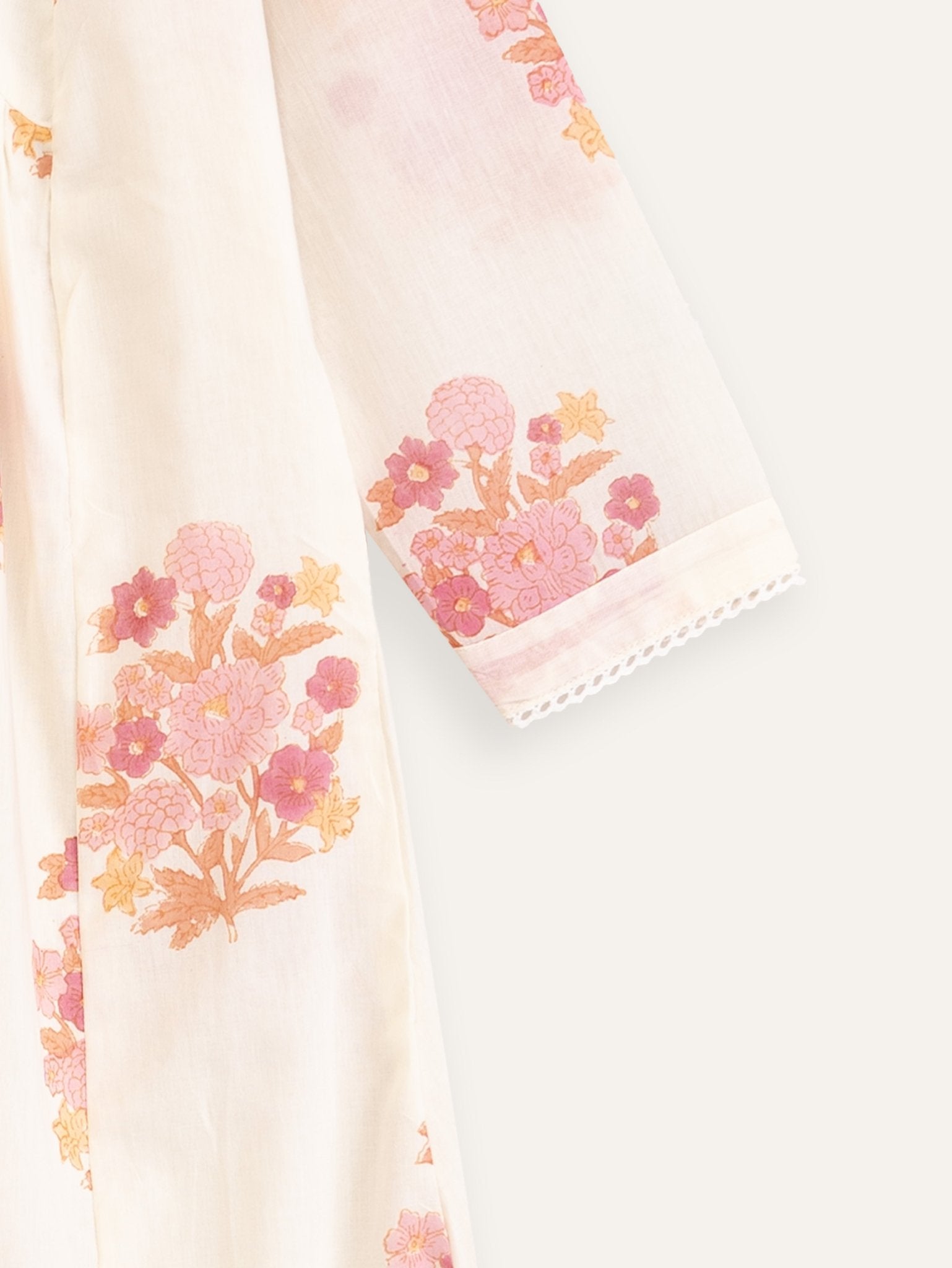 Tisha Cotton Block Printed A - Line Kurta - AINA