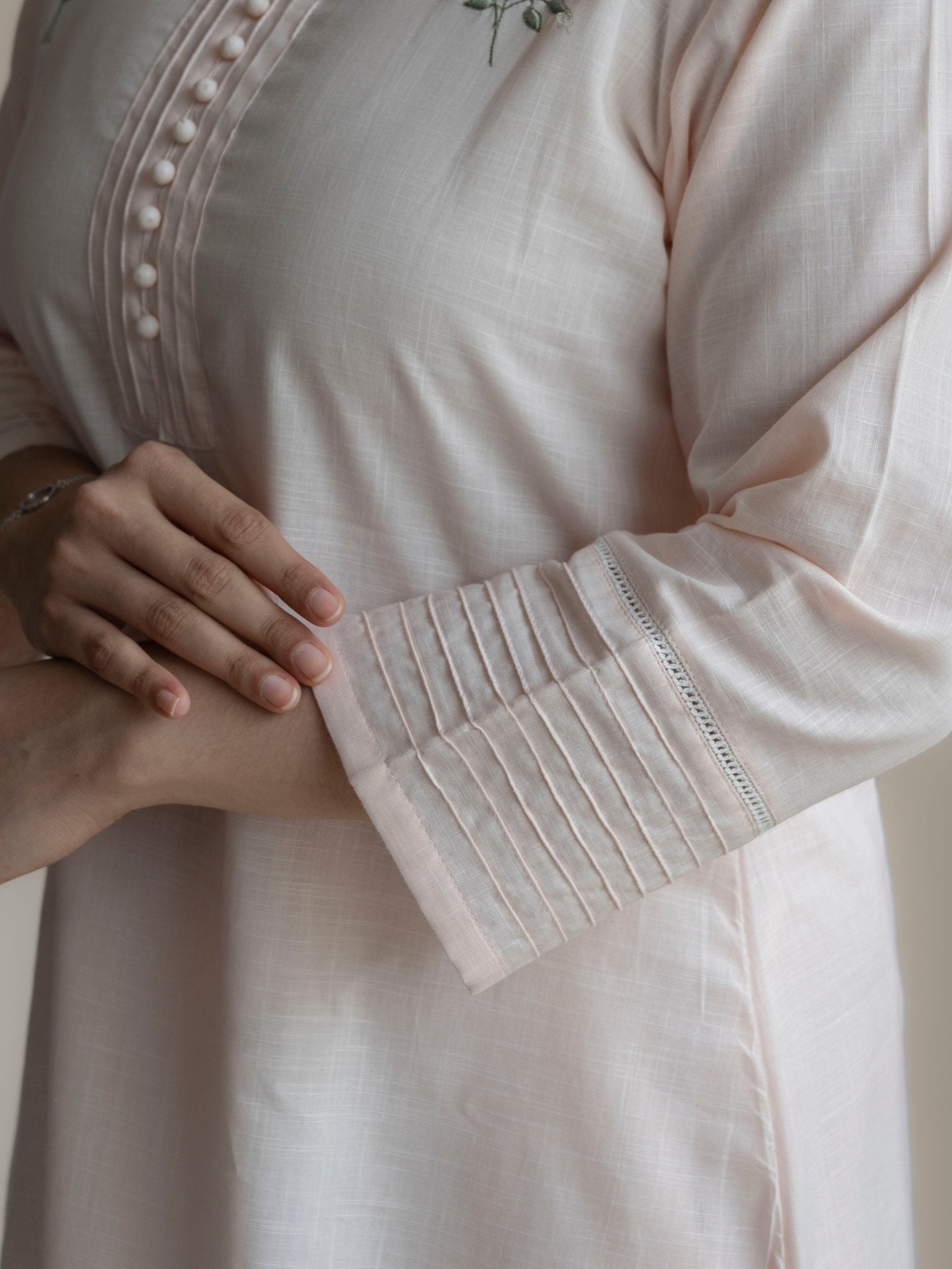 Tisya Cotton Handloom Embroidered A-Line Suit Set - AINA