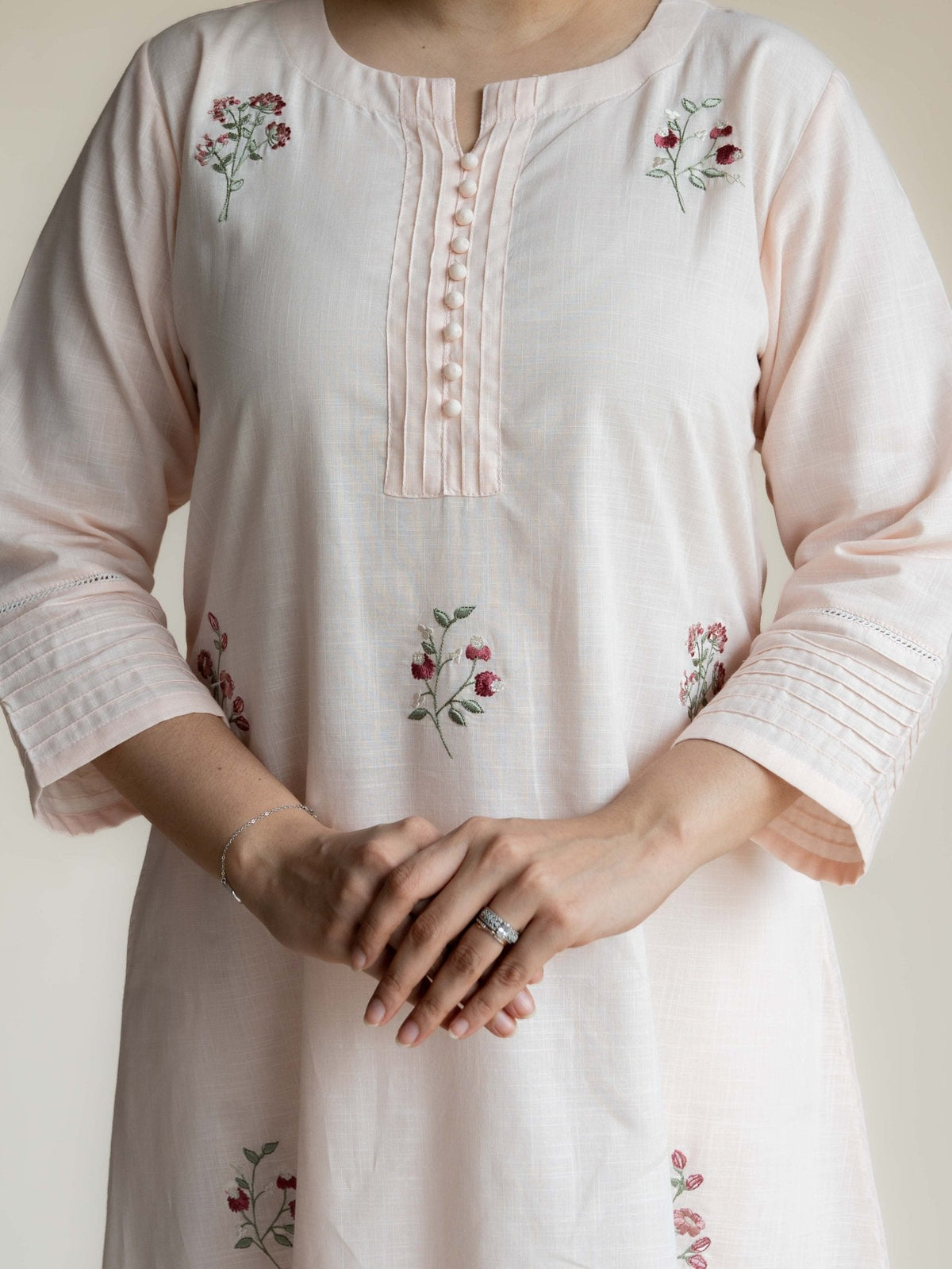 Tisya Handloom Embroidered A-Line Kurta - AINA