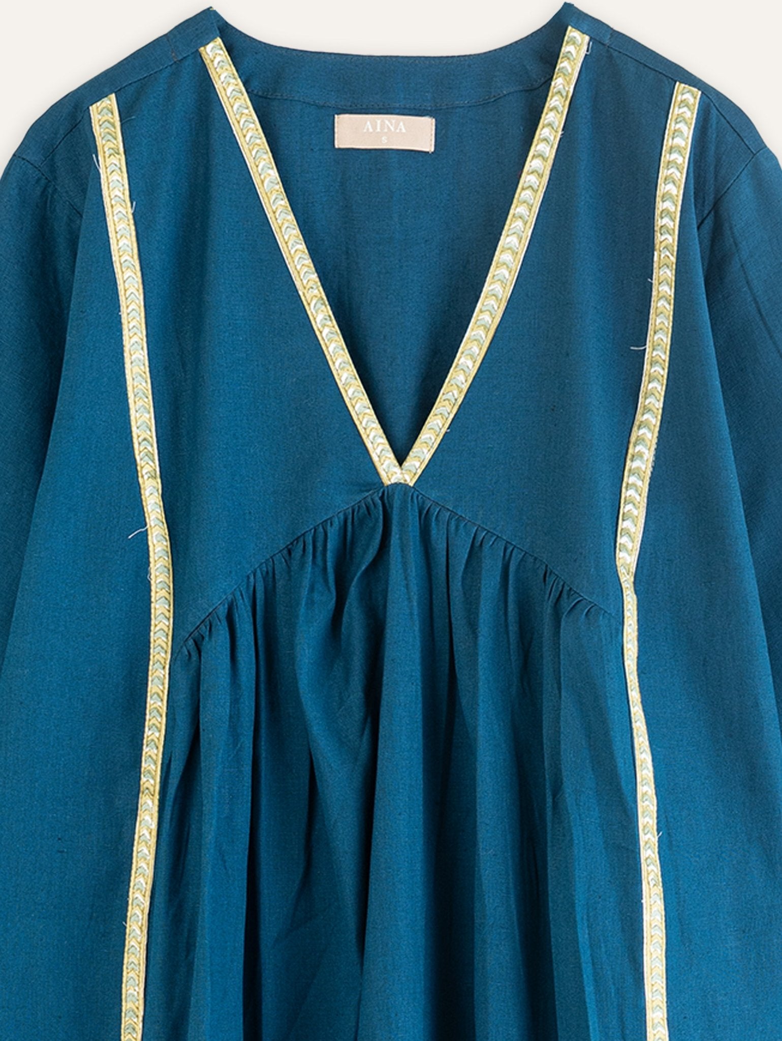 Trishla Cotton Flax Plain A - Line Kurta - AINA