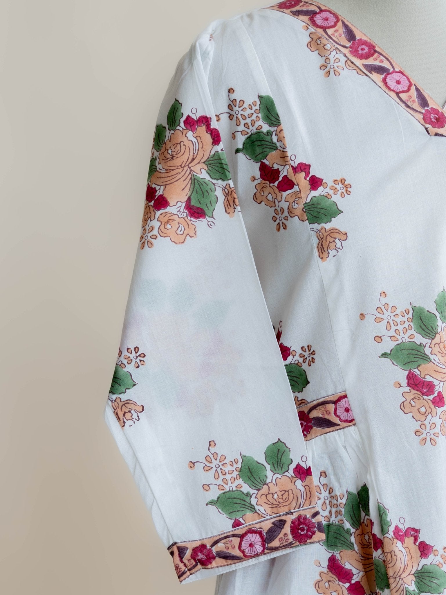 Umita Cotton Block Printed A - Line Kurta - AINA