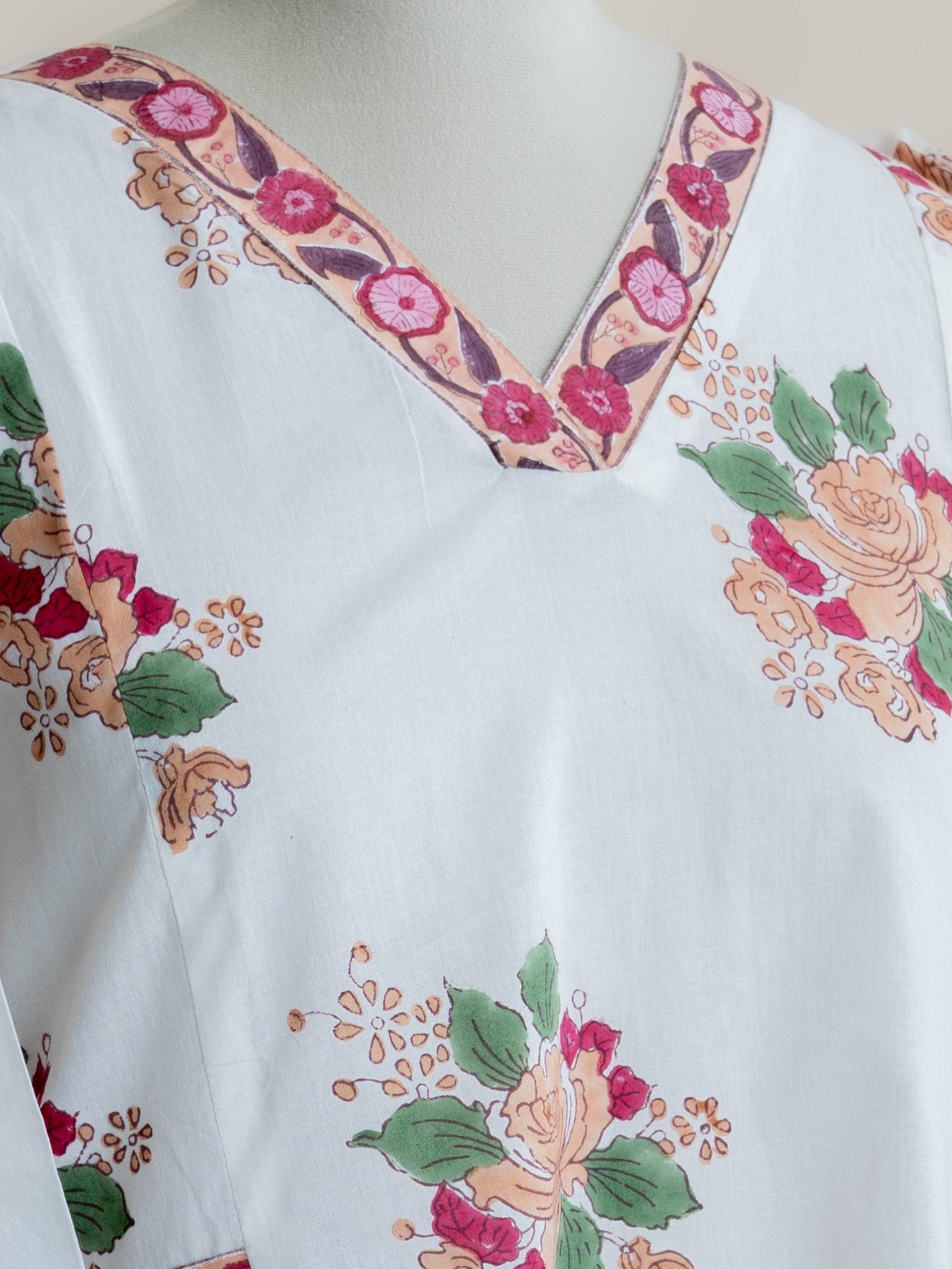 Umita Cotton Block Printed A - Line Kurta - AINA