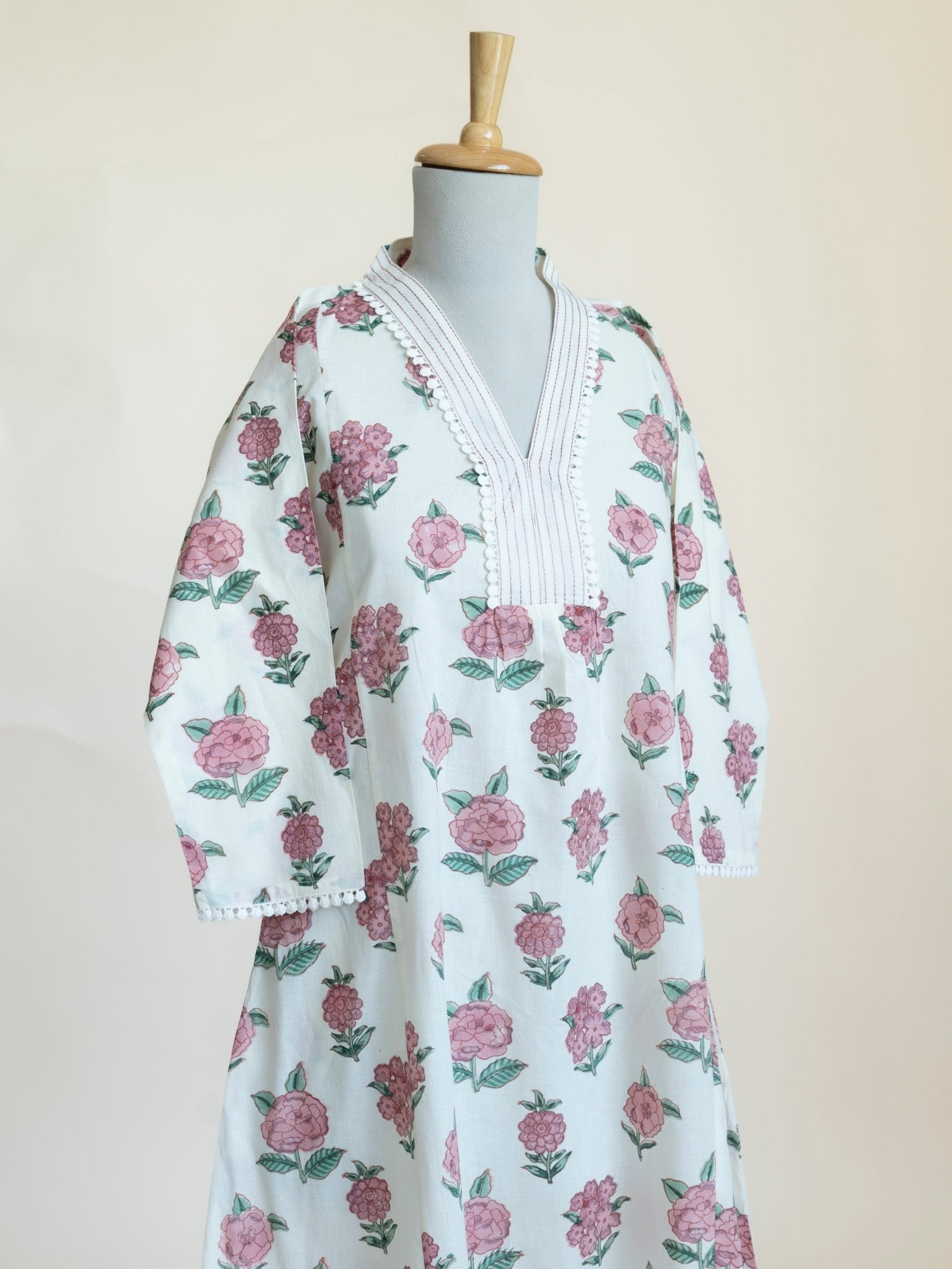 Urvika Cotton Block Printed A-Line Kurta - AINA