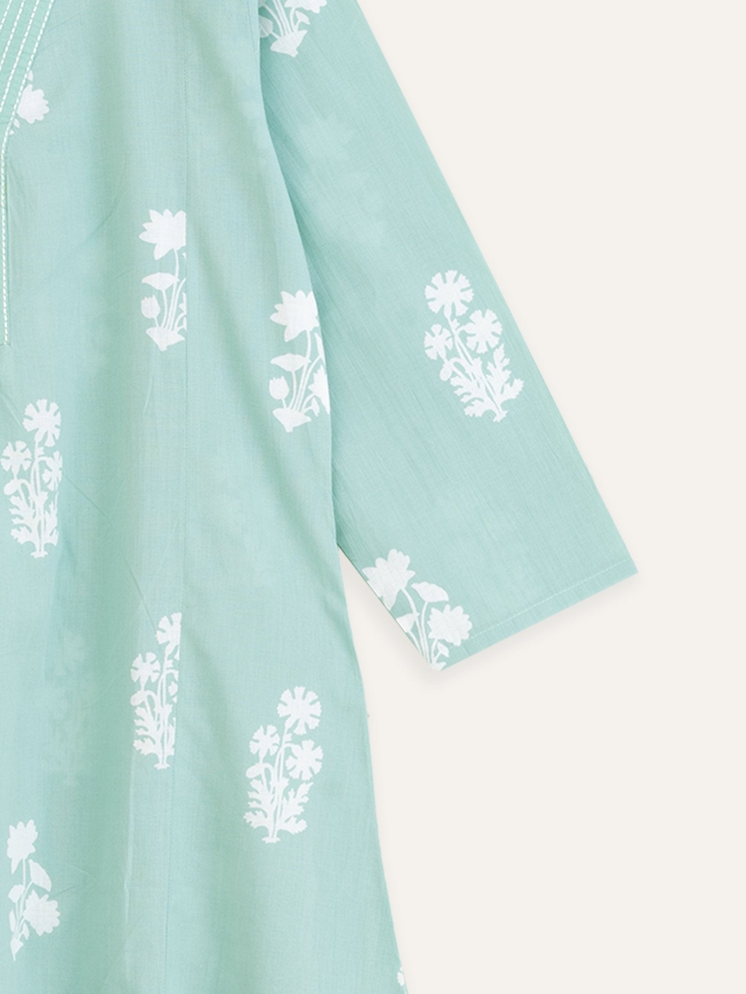 Vandana Cotton Block Printed A Line Kurta - AINA
