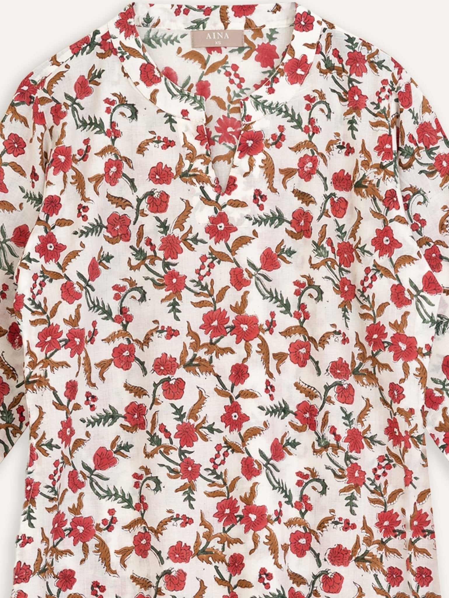 Vandana Cotton Block Printed Straight Kurta - AINA