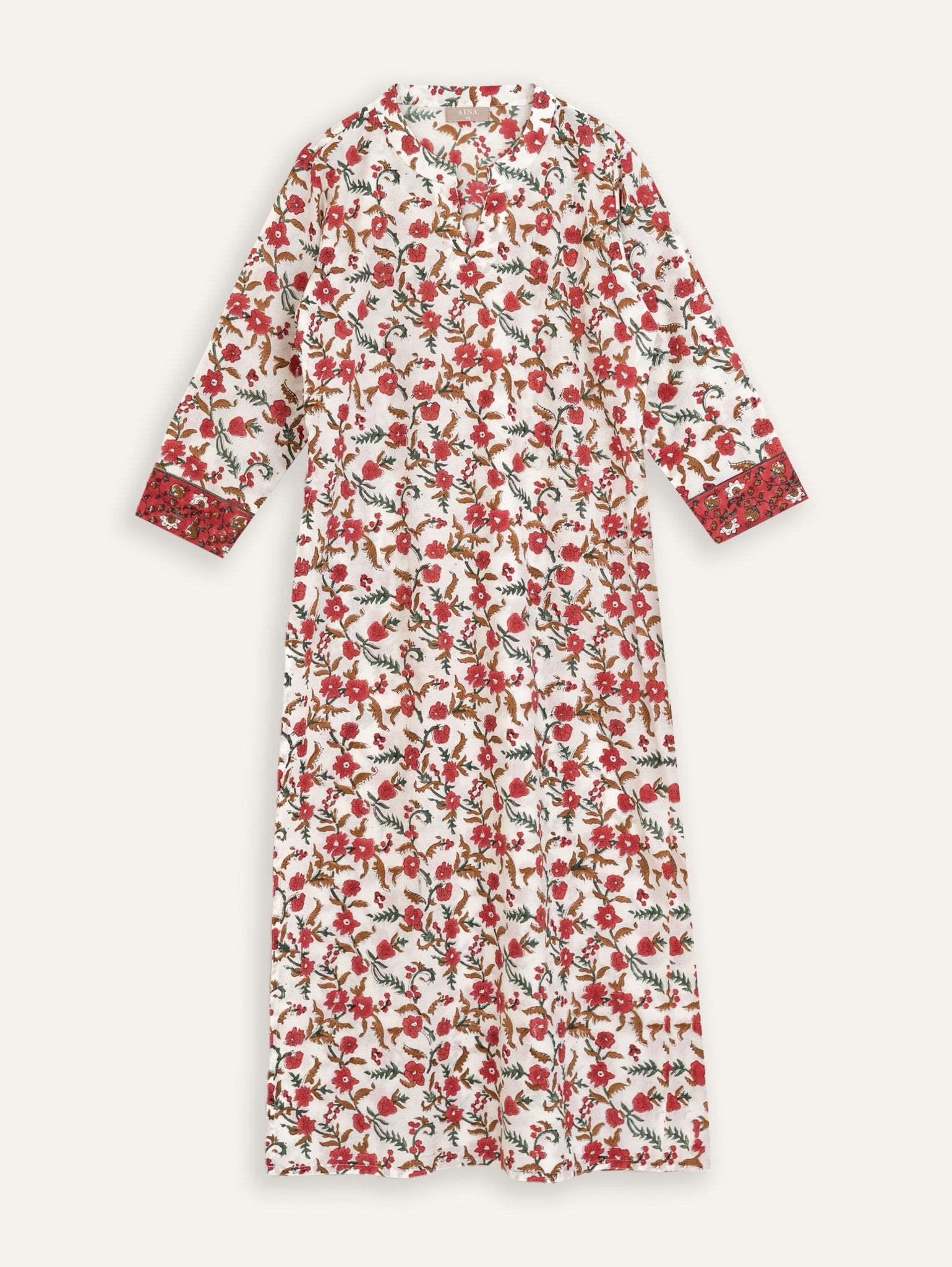 Vandana Cotton Block Printed Straight Kurta - AINA