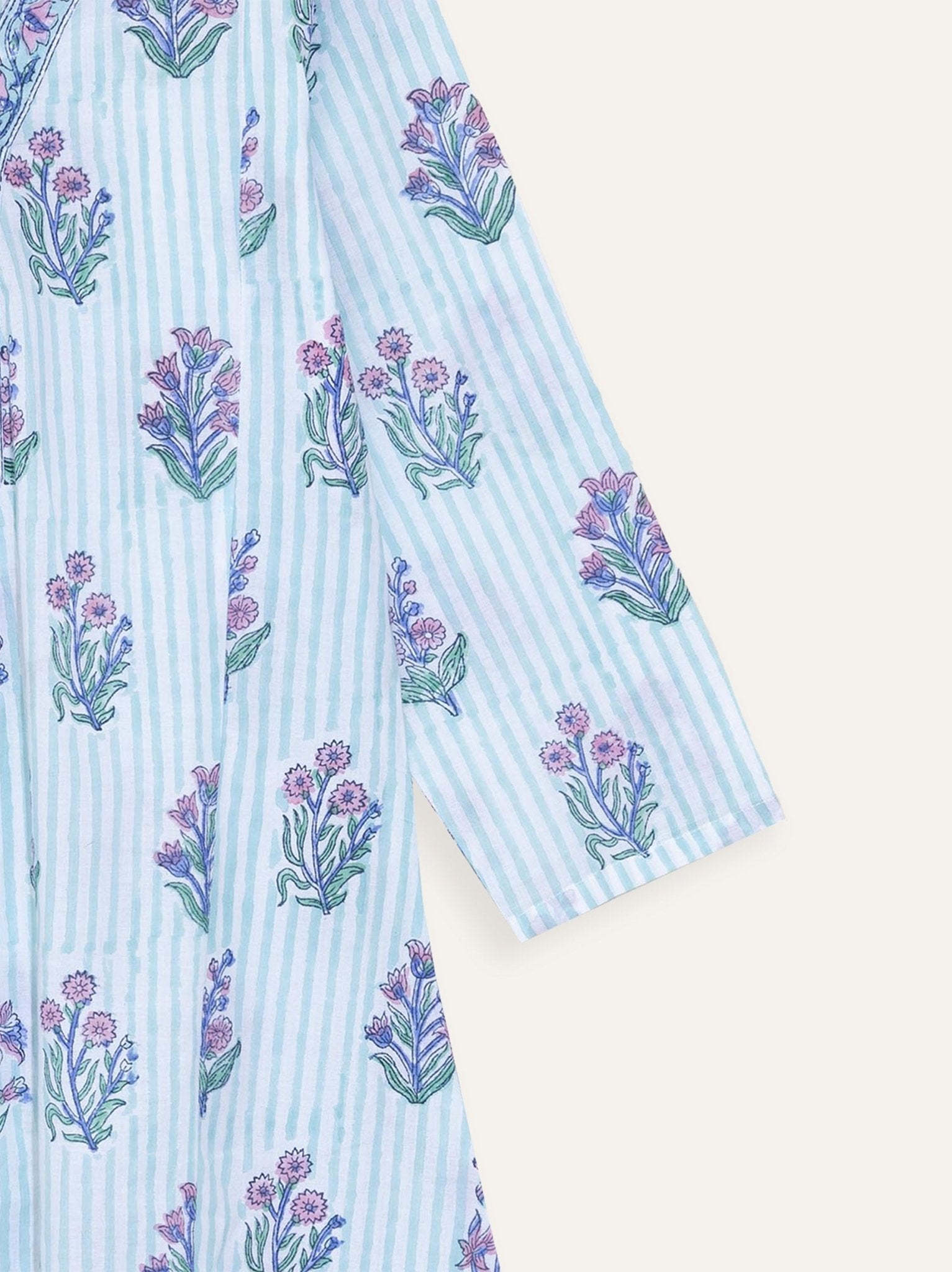 Varsha Cotton Block Printed A - Line Kurta - AINA