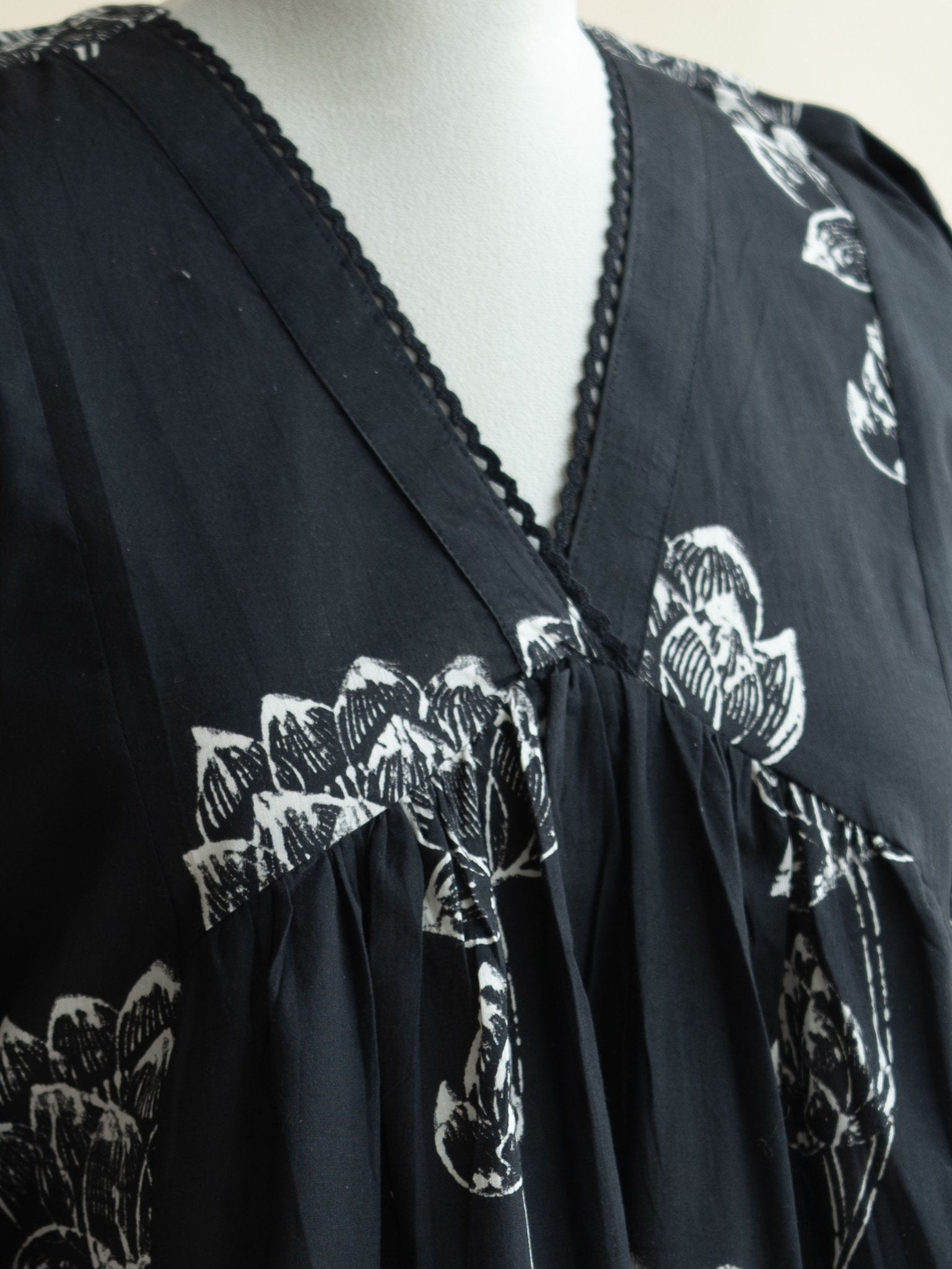 Varuna Cotton Block Printed A - Line Kurta - AINA