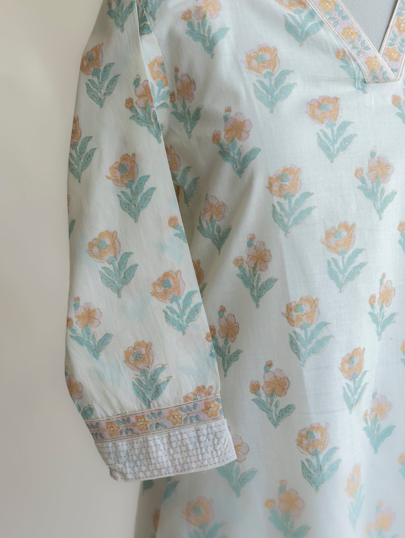 Vasudha Cotton Block Printed Straight Kurta - AINA