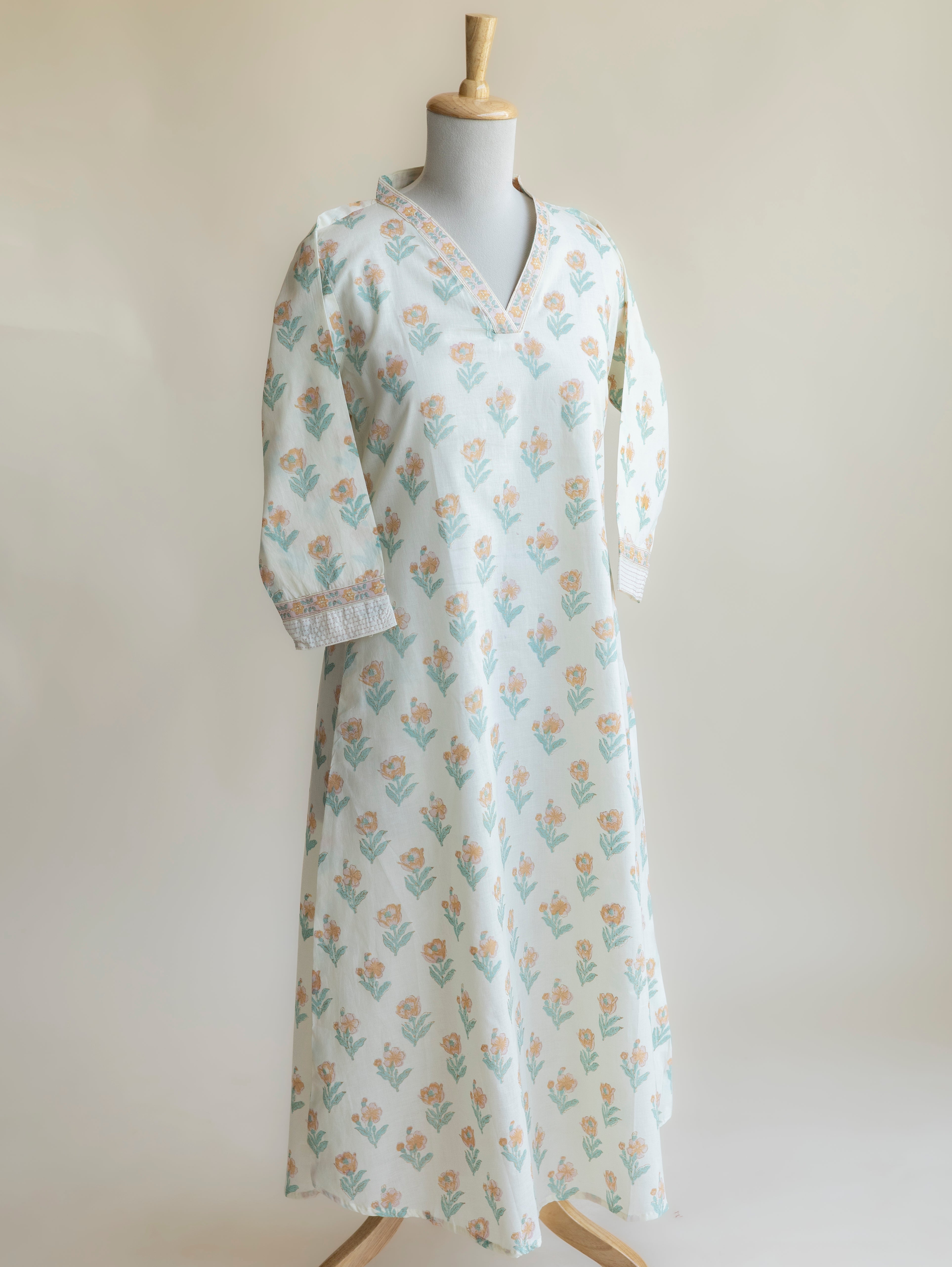 Vasudha Cotton Block Printed Straight Kurta