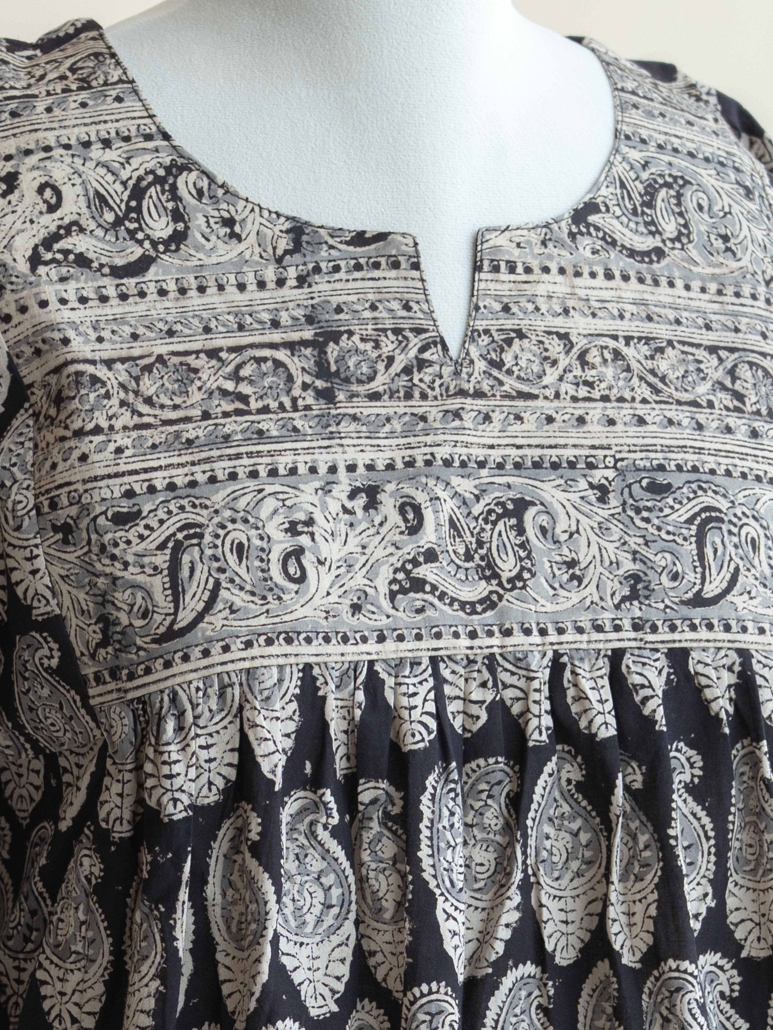 Veda Cotton Kalamkari Block Printed A - Line Kurta - AINA