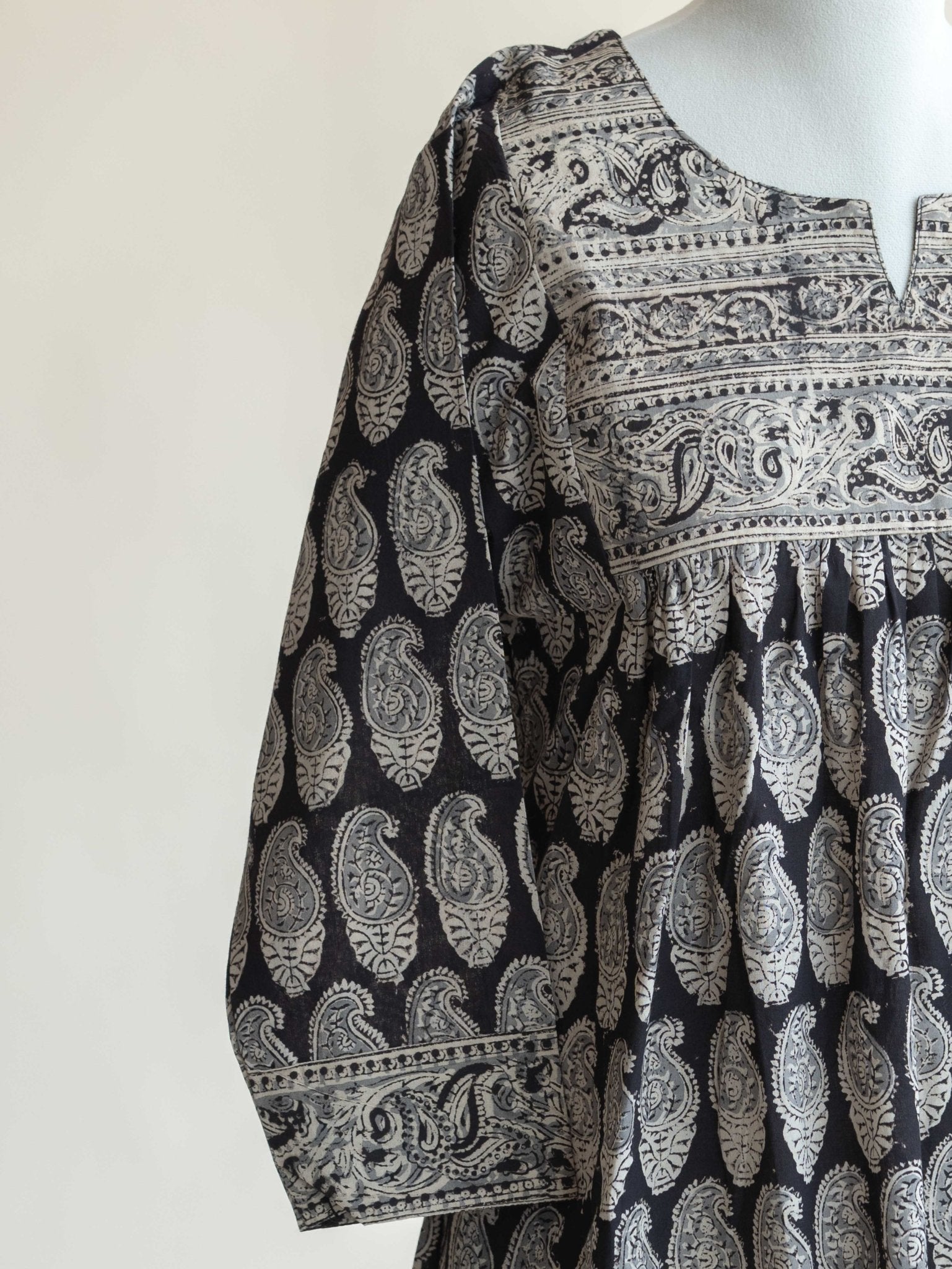 Veda Cotton Kalamkari Block Printed A - Line Kurta - AINA