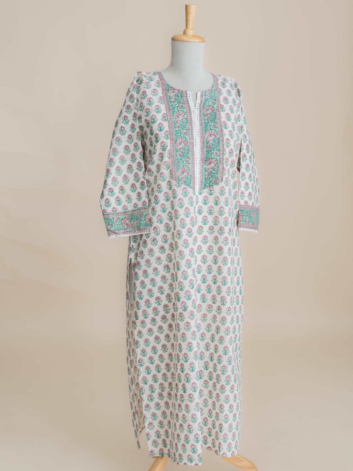 Veyah Cotton Block Printed Straight Kurta - AINA