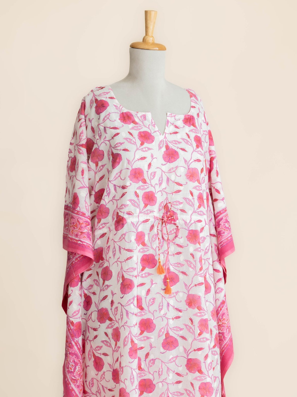 Veyra Cotton Block Printed Long Kaftan - AINA
