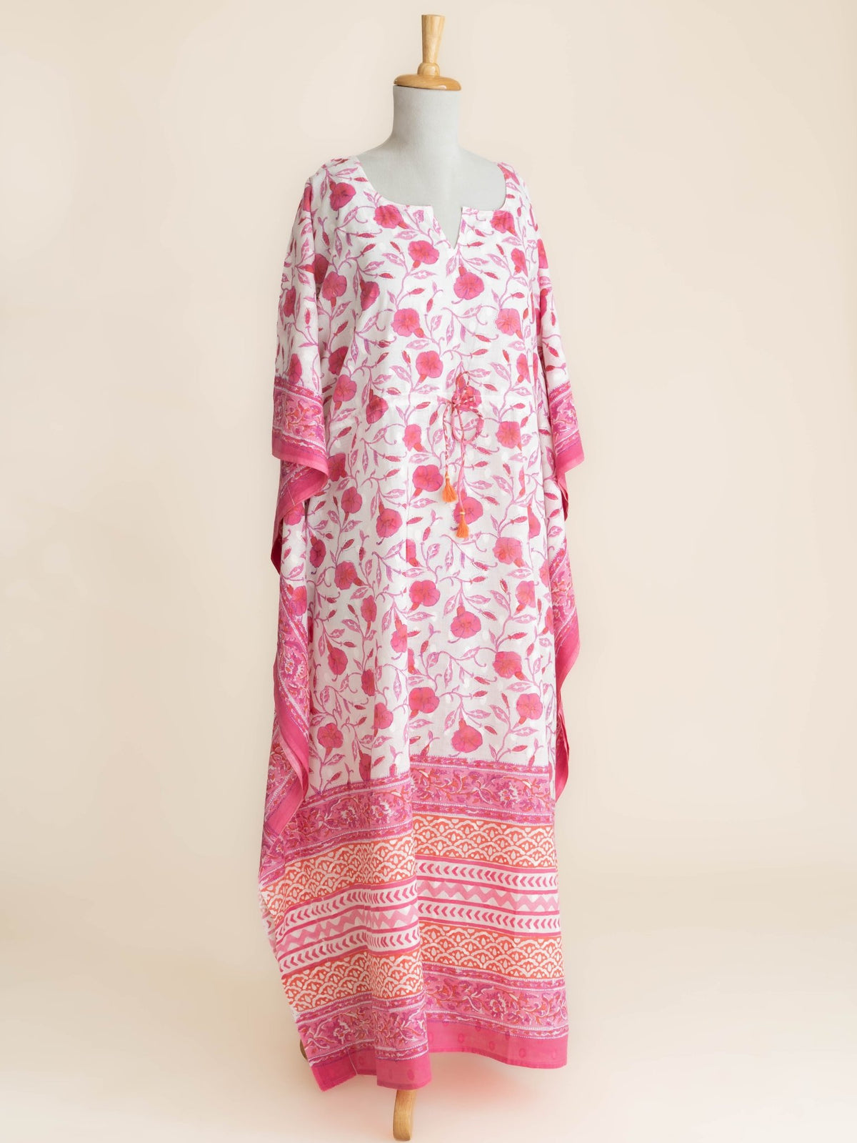 Veyra Cotton Block Printed Long Kaftan - AINA