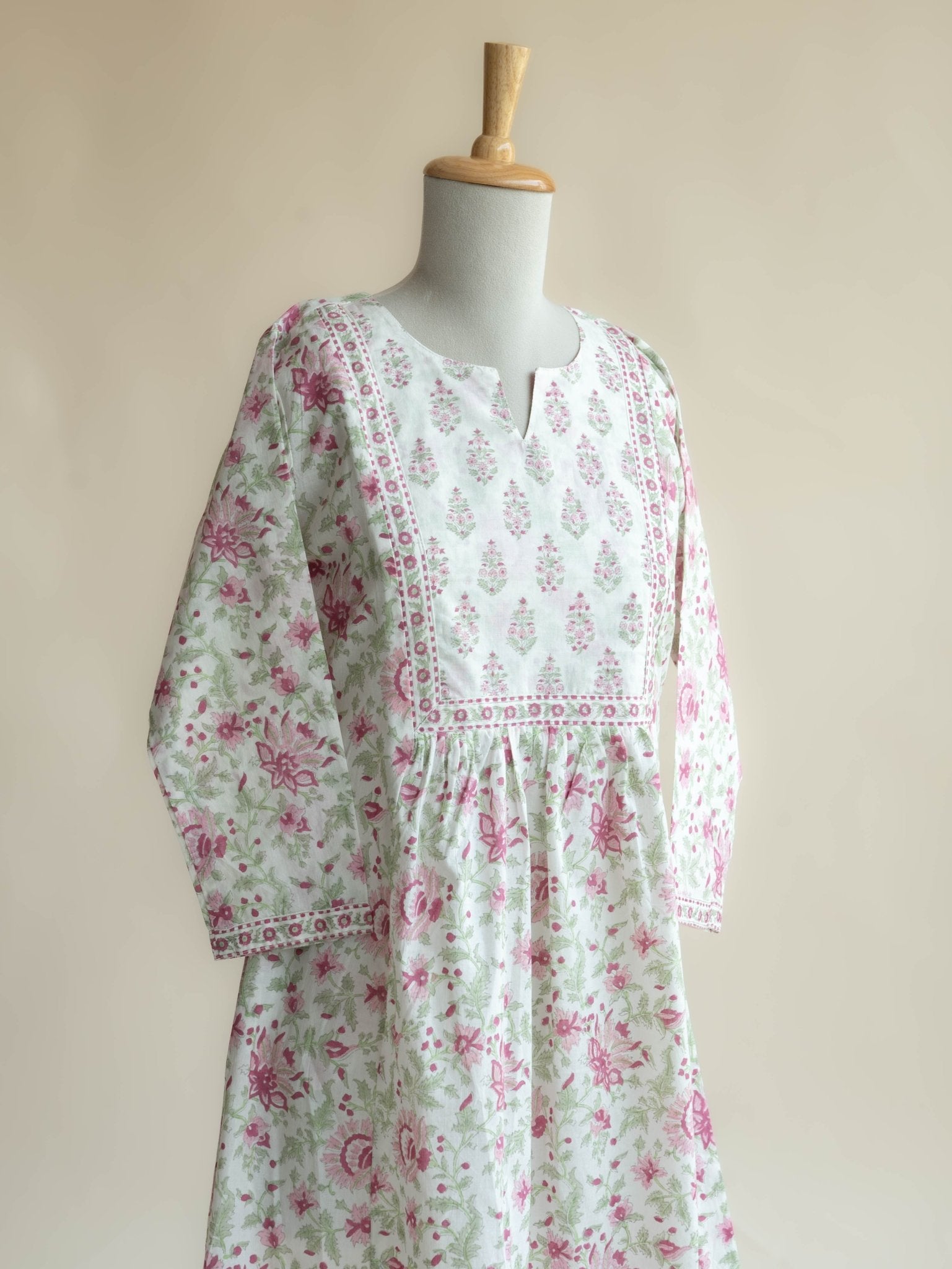 Vinika Cotton Block Printed A - Line Kurta - AINA