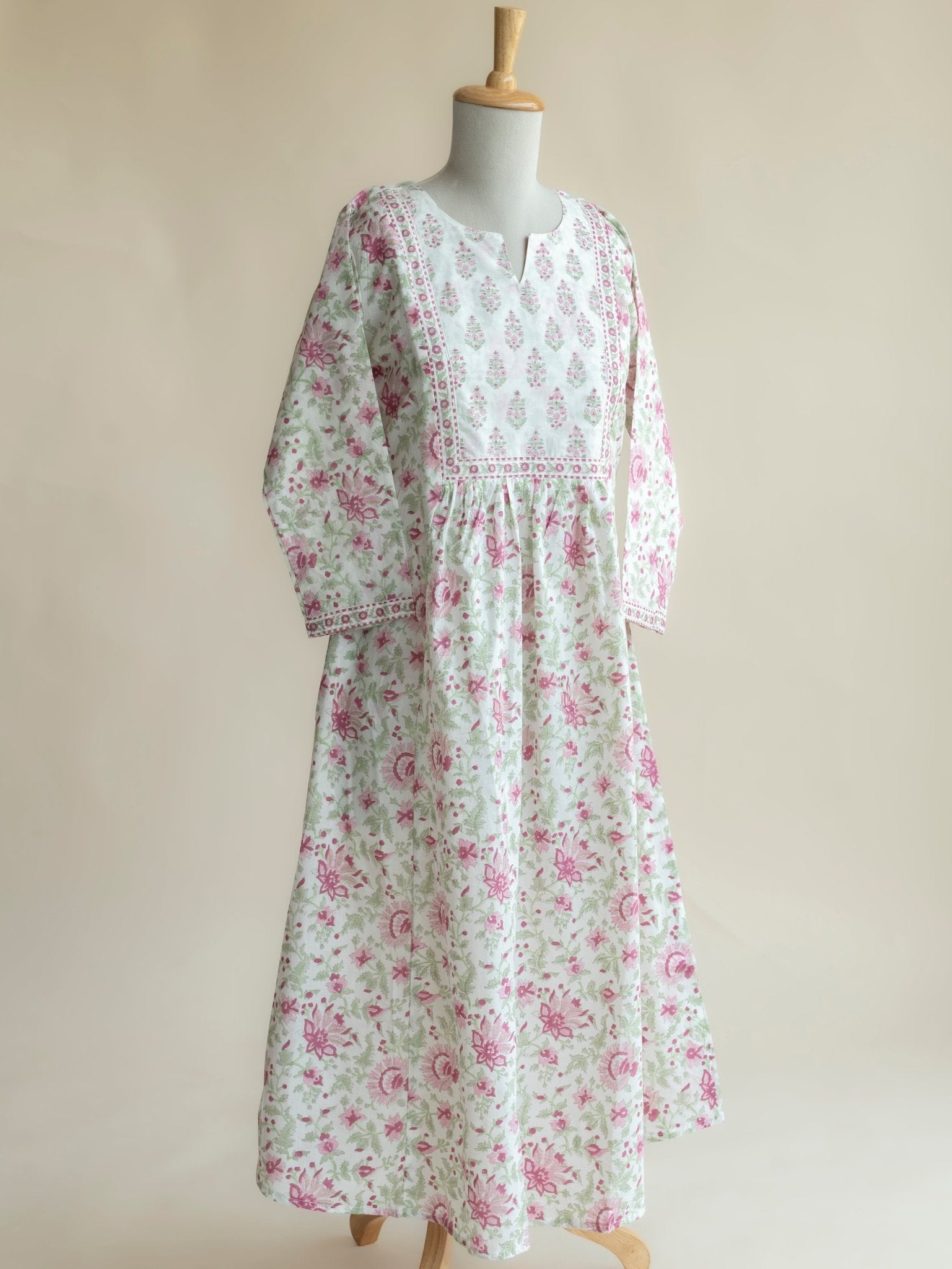 Vinika Cotton Block Printed A - Line Kurta - AINA