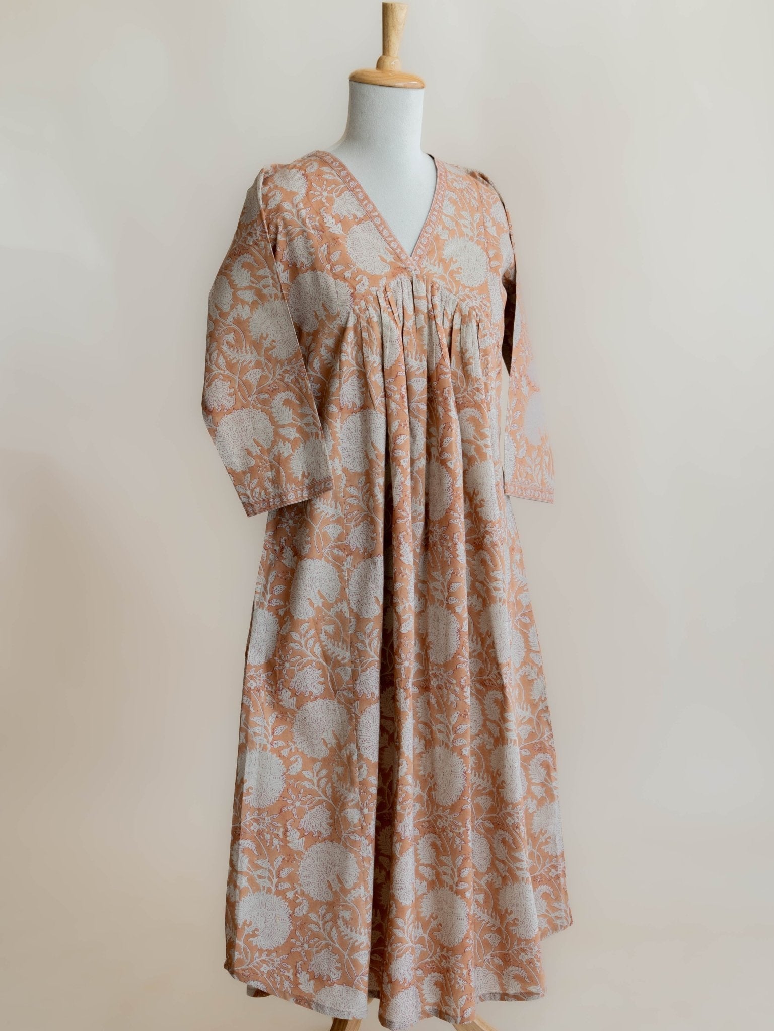 Vinya Cotton Block Printed A-Line Kurta - AINA