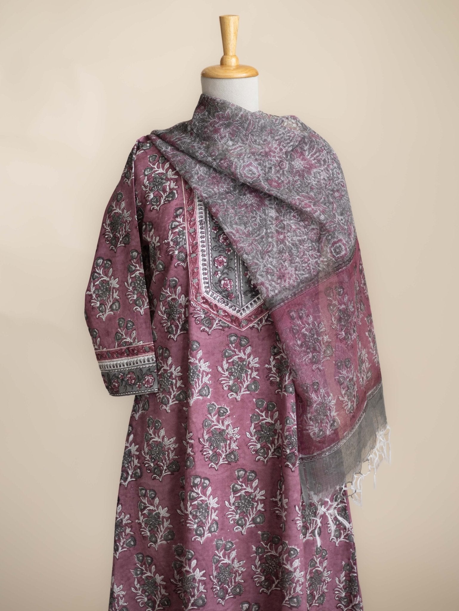 Viyena Cotton Block Printed A-Line Kurta - AINA