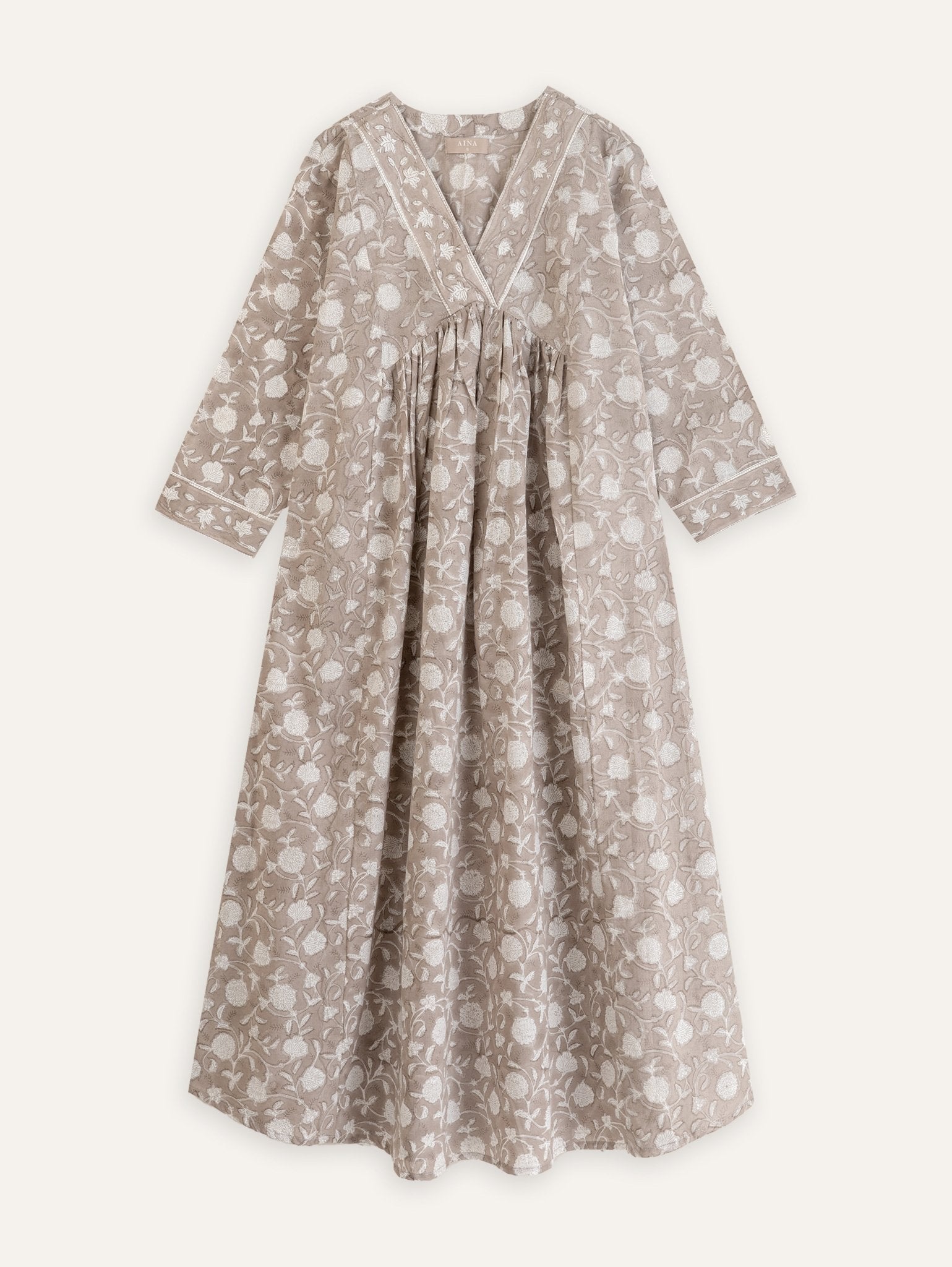 Vyshali Cotton Block Printed A - Line Kurta - AINA