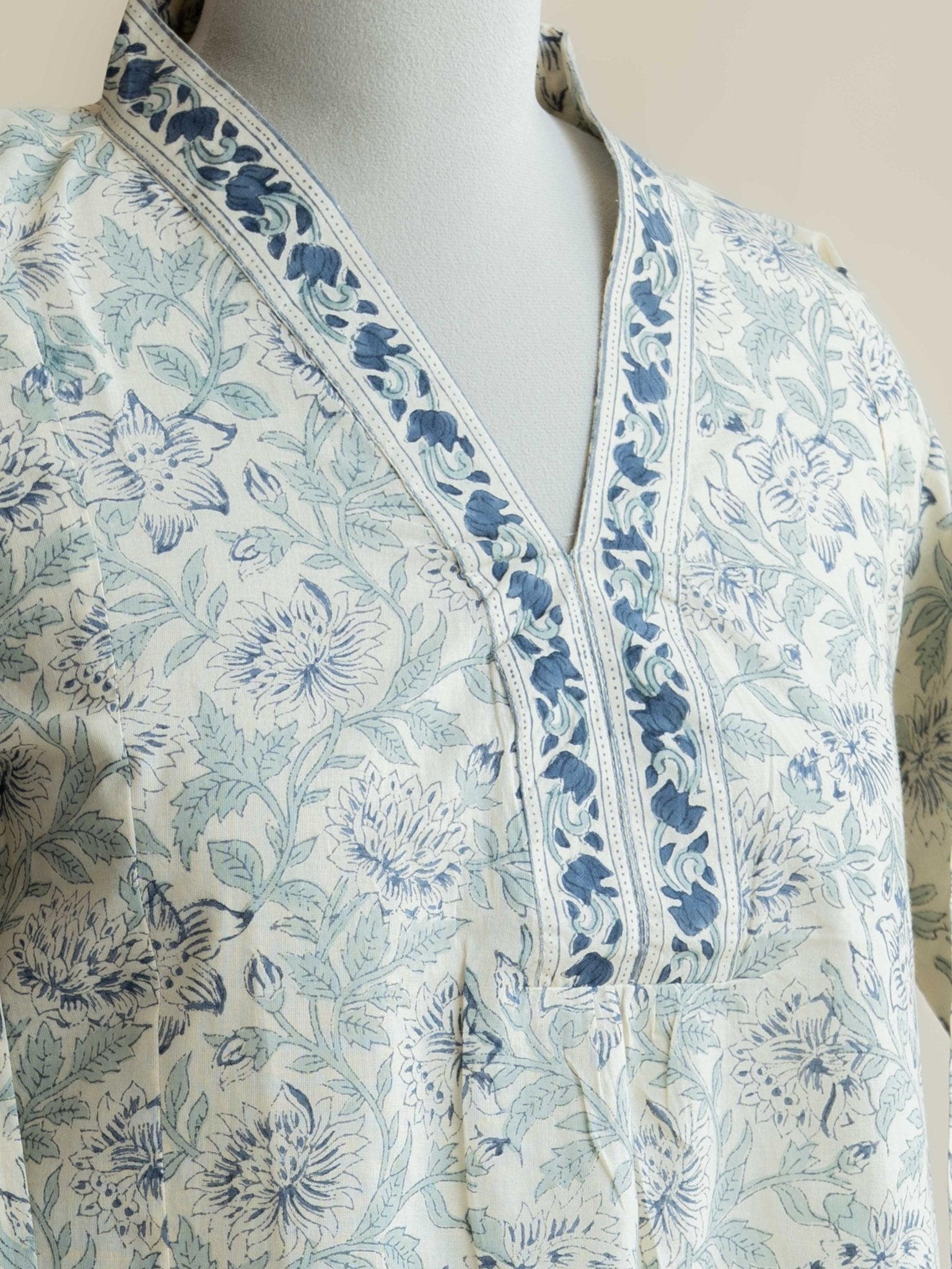 Wafa Cotton Block Printed A - Line Kurta - AINA