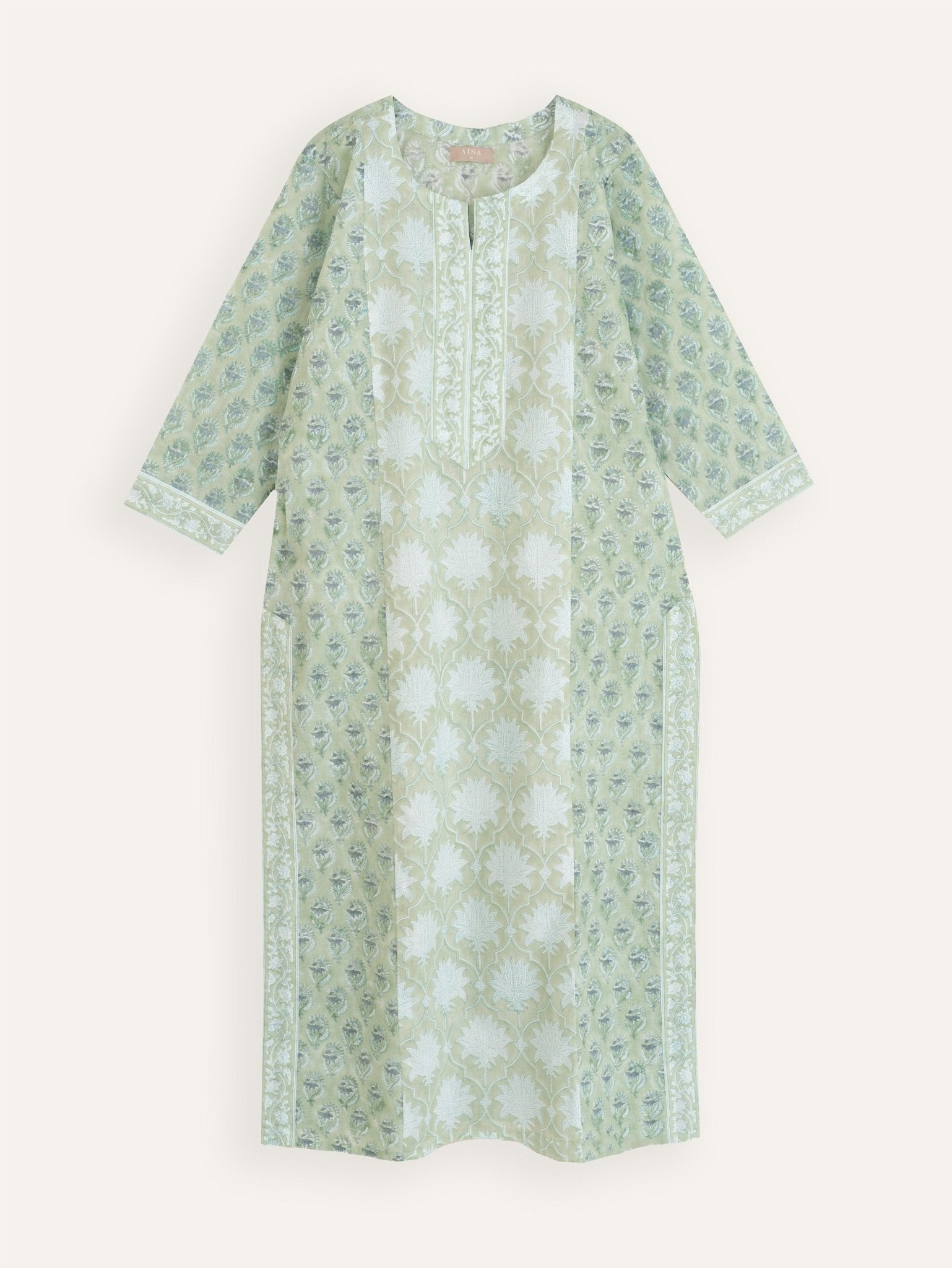 Yaksha Cotton Block Printed Straight Kurta - AINA
