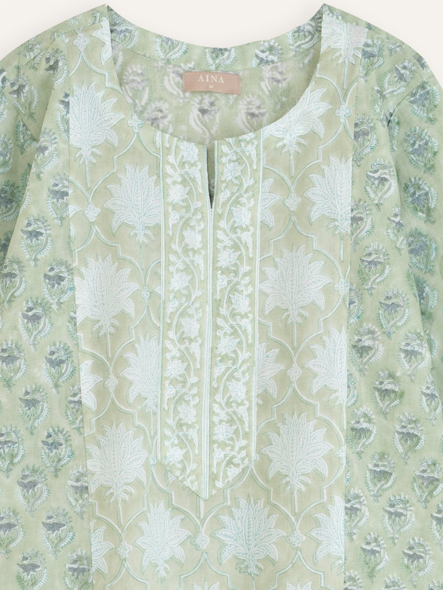 Yaksha Cotton Block Printed Straight Kurta - AINA