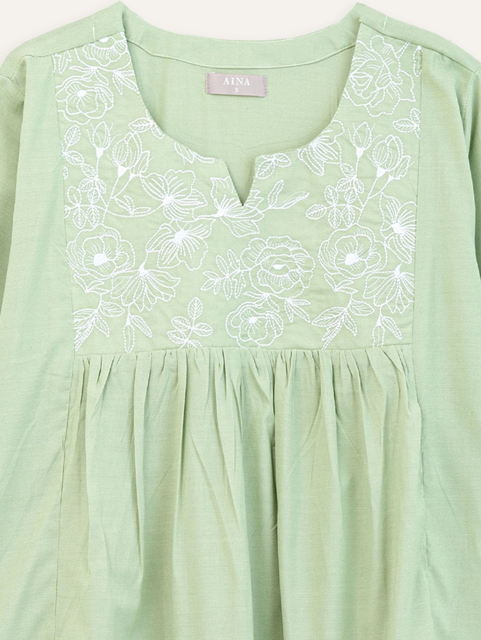 Yami Cotton Handloom Embroidered A - Line Kurta - AINA