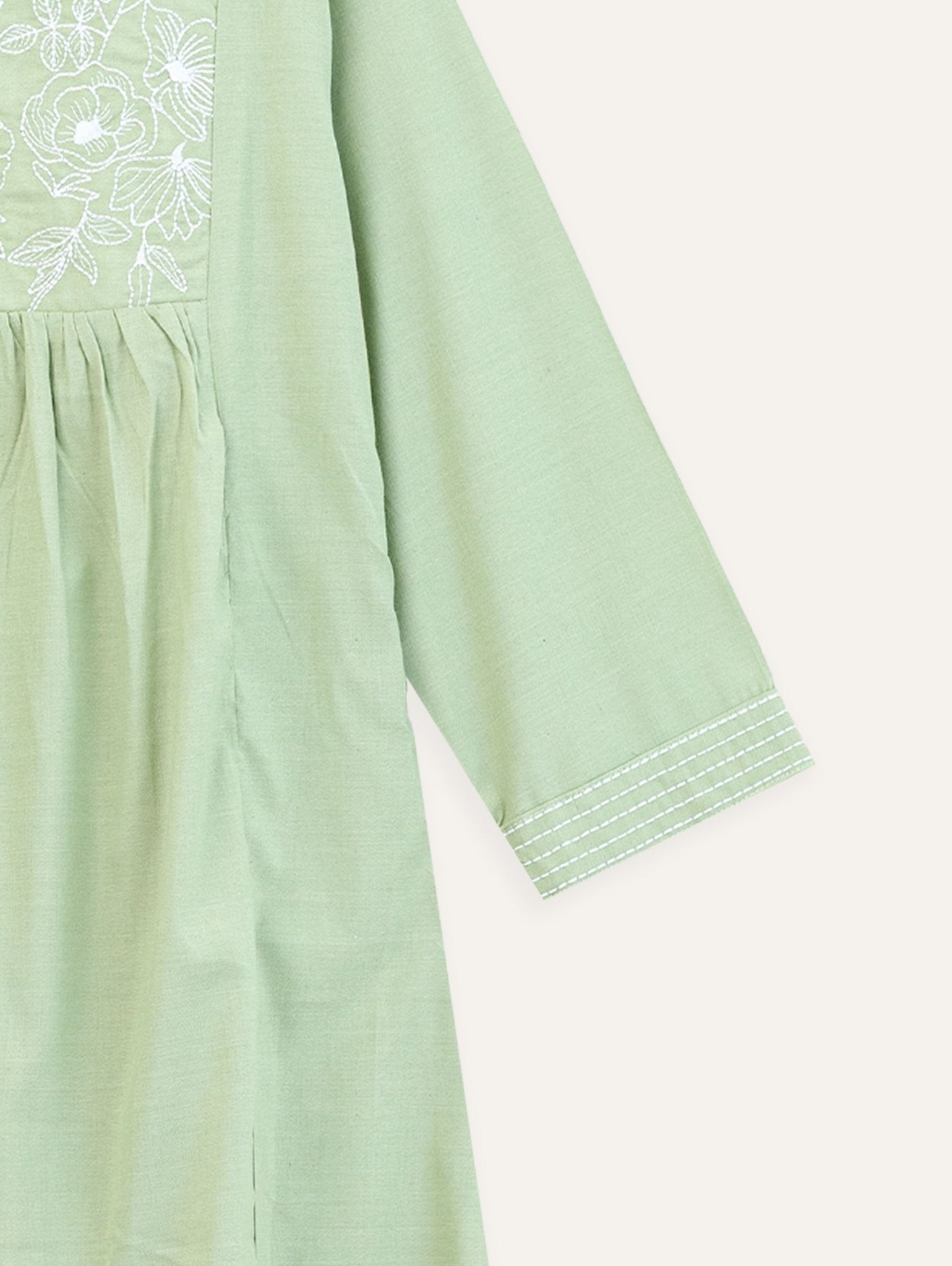 Yami Cotton Handloom Embroidered A - Line Kurta - AINA