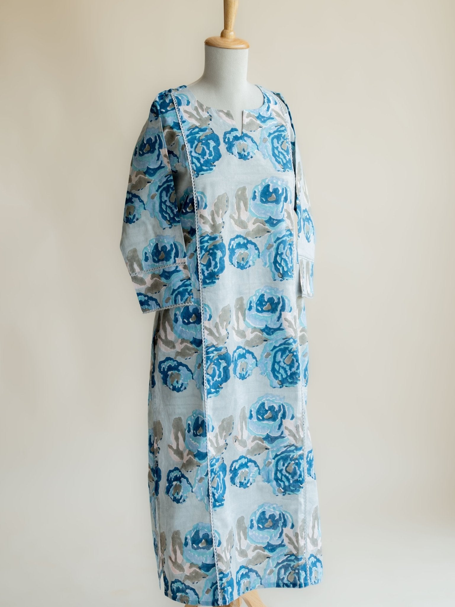 Yara Cotton Block Printed Straight Kurta - AINA