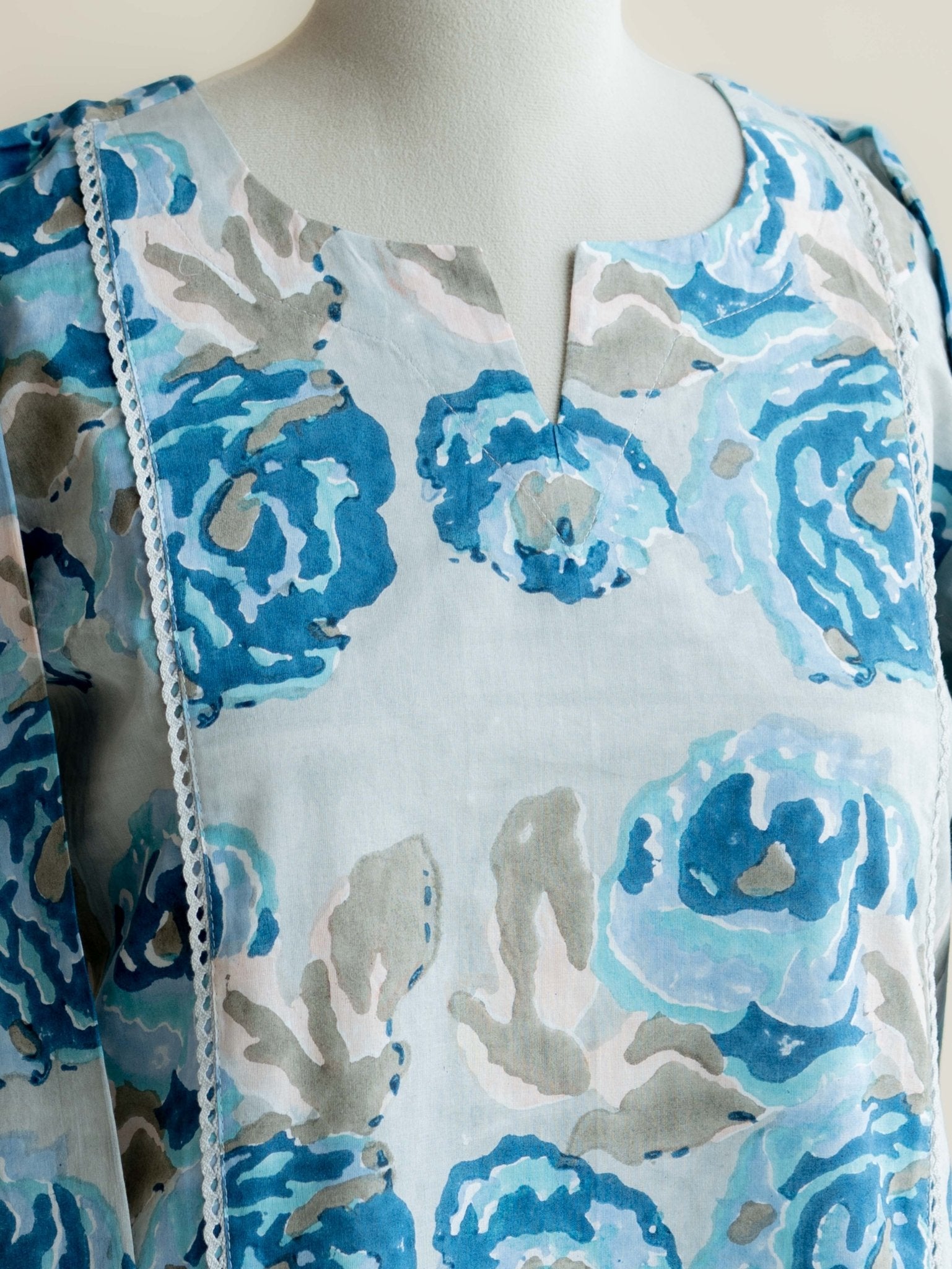 Yara Cotton Block Printed Straight Kurta - AINA