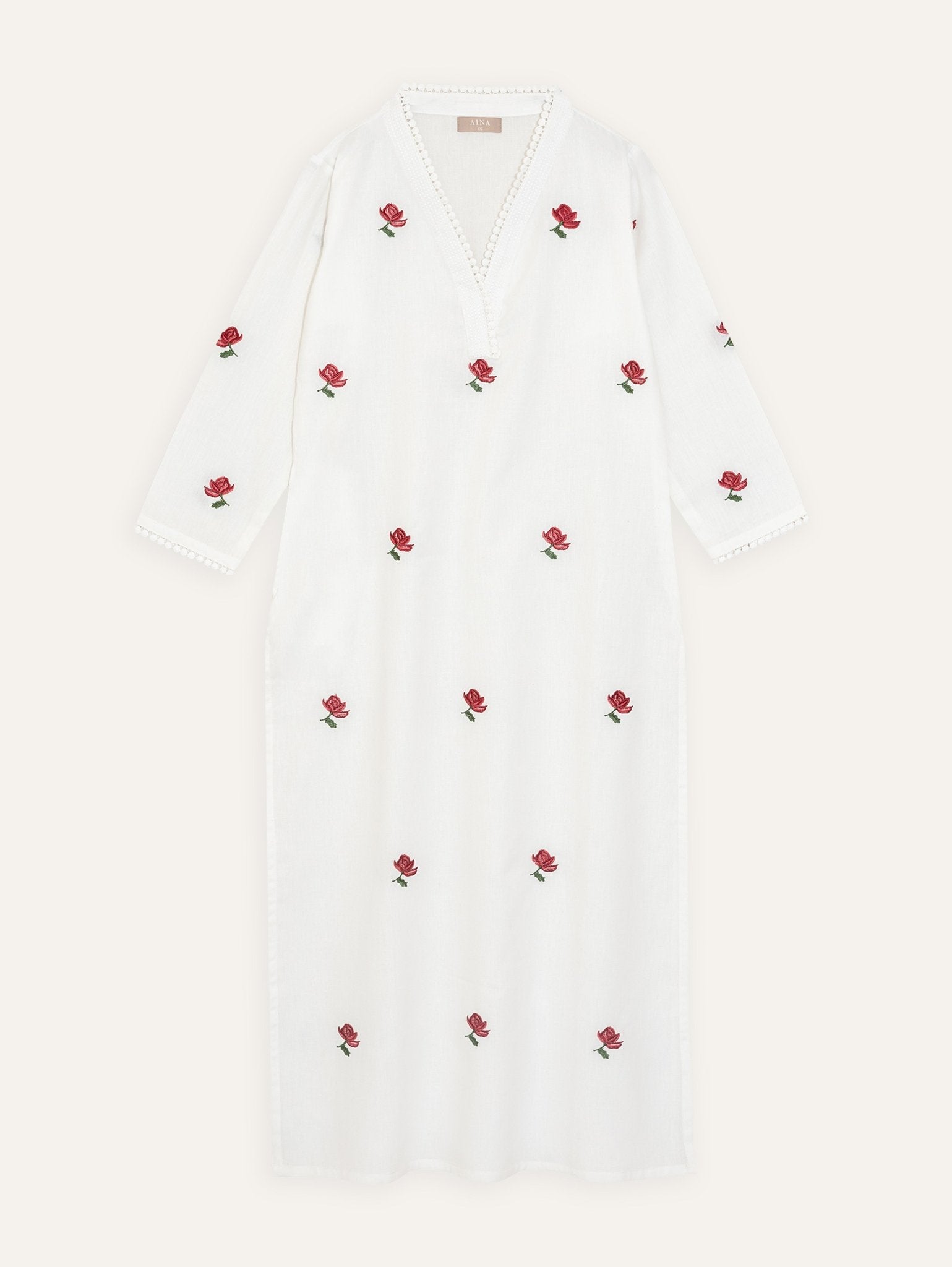 Yukta Cotton Flax Embroidered Straight Kurta - AINA