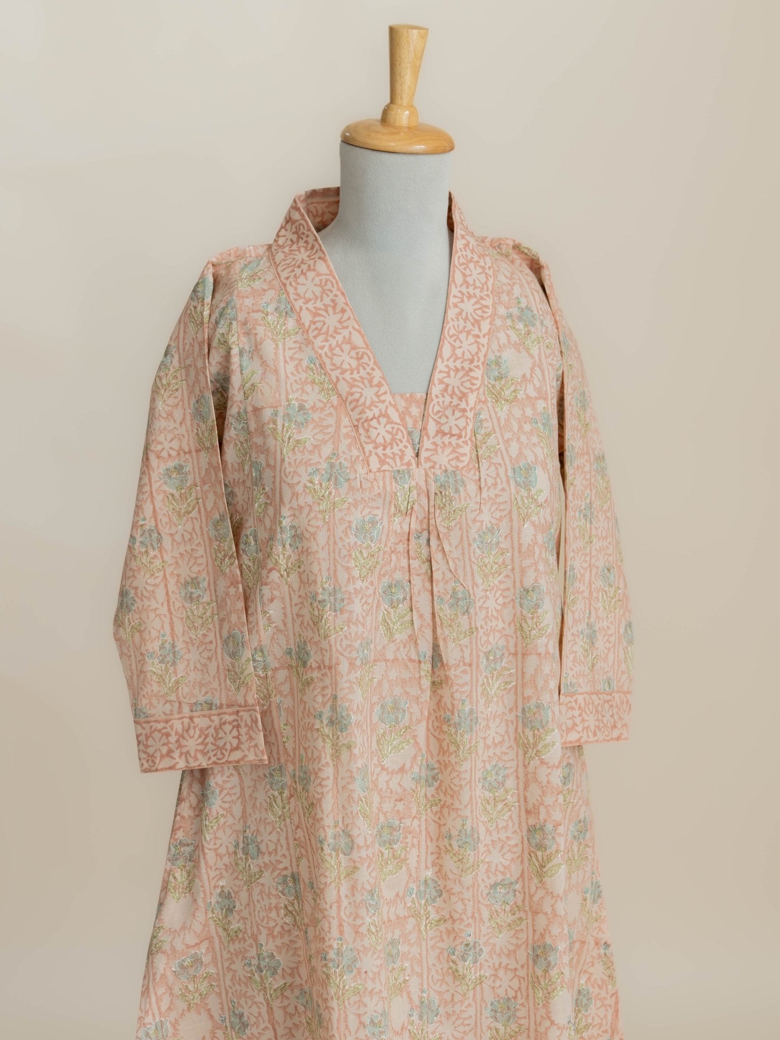 Yutika Cotton Block Printed A-Line Kurta - AINA