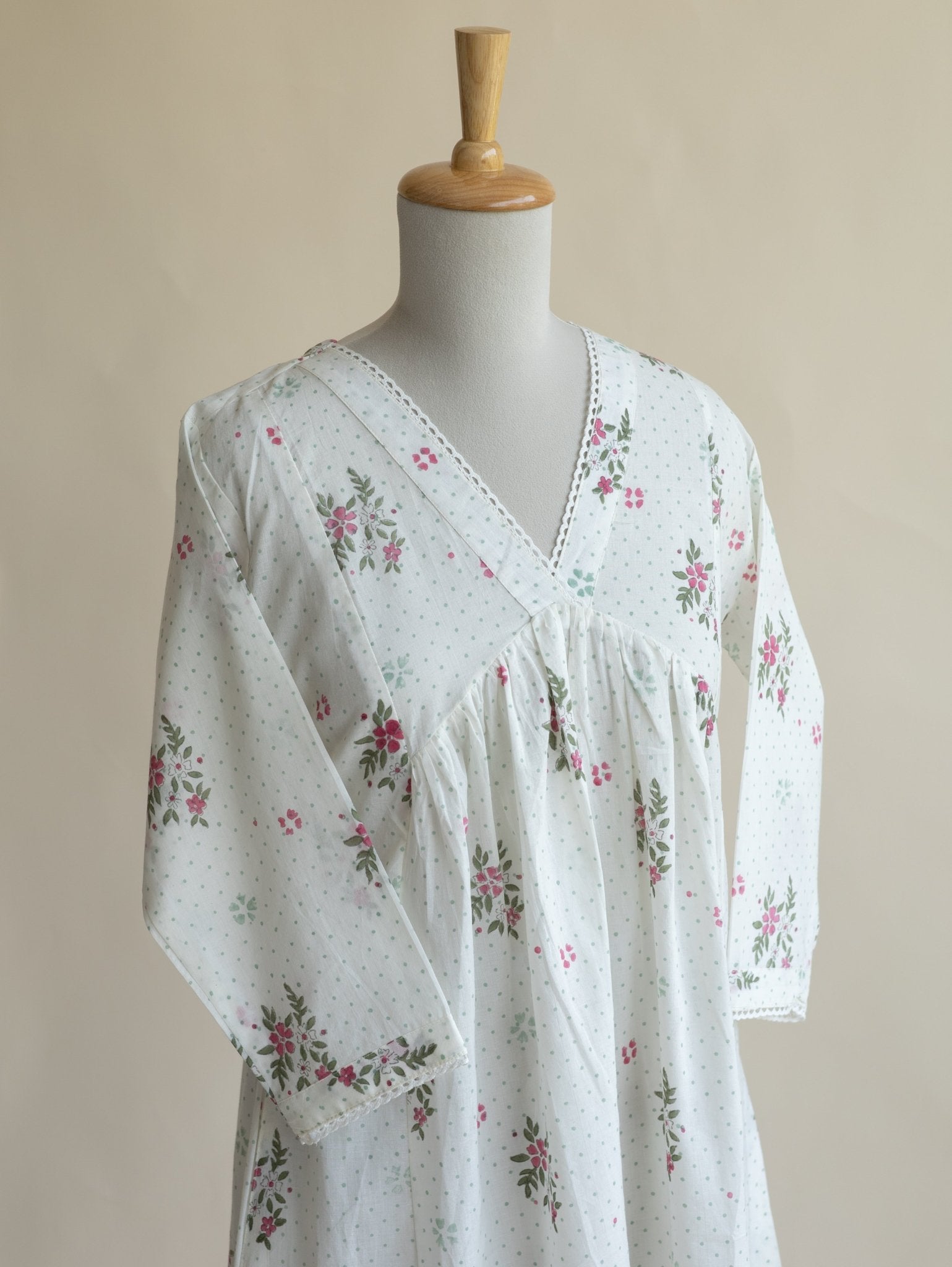 Yuvika Cotton Block Printed A - Line Kurta - AINA