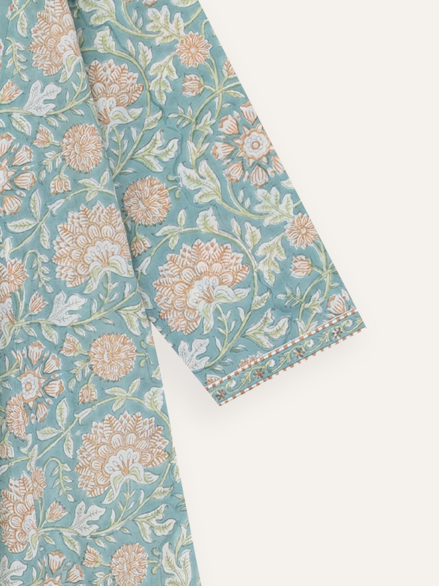 Zafeena Cotton Block Printed A - Line Kurta - AINA