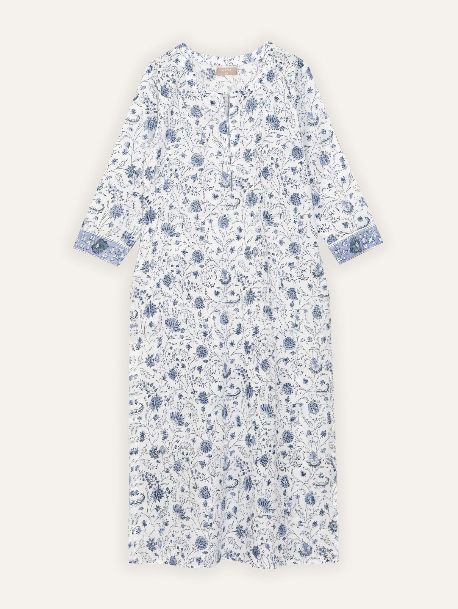 Zaida Cotton Block Printed Straight Kurta - AINA