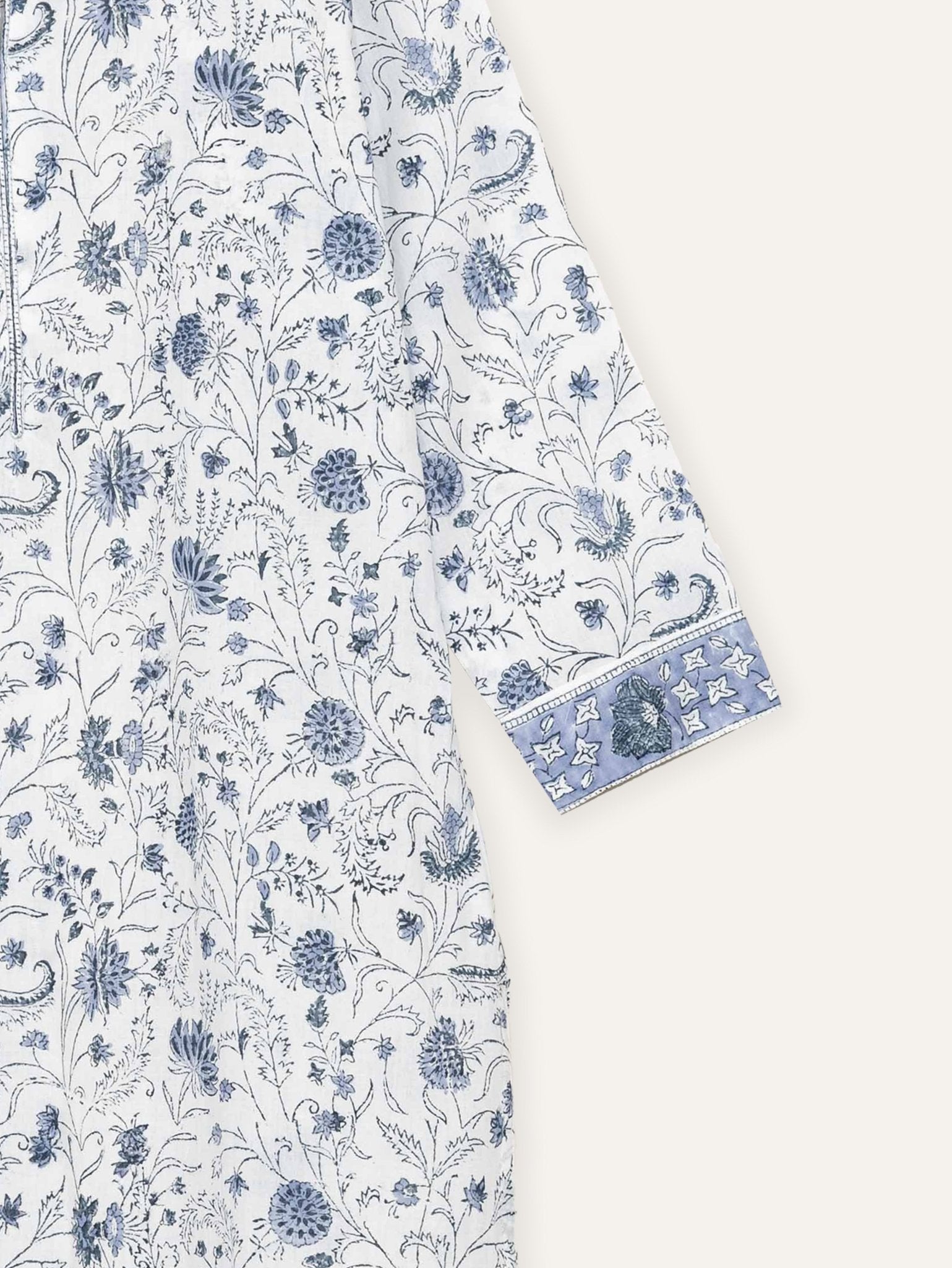 Zaida Cotton Block Printed Straight Kurta - AINA