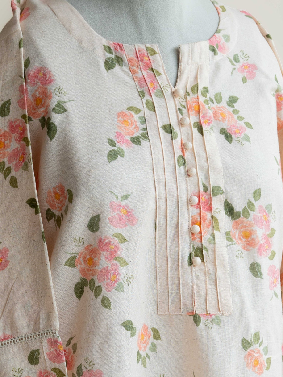 Zaima Cotton Flax Digital Print Straight Kurta - AINA
