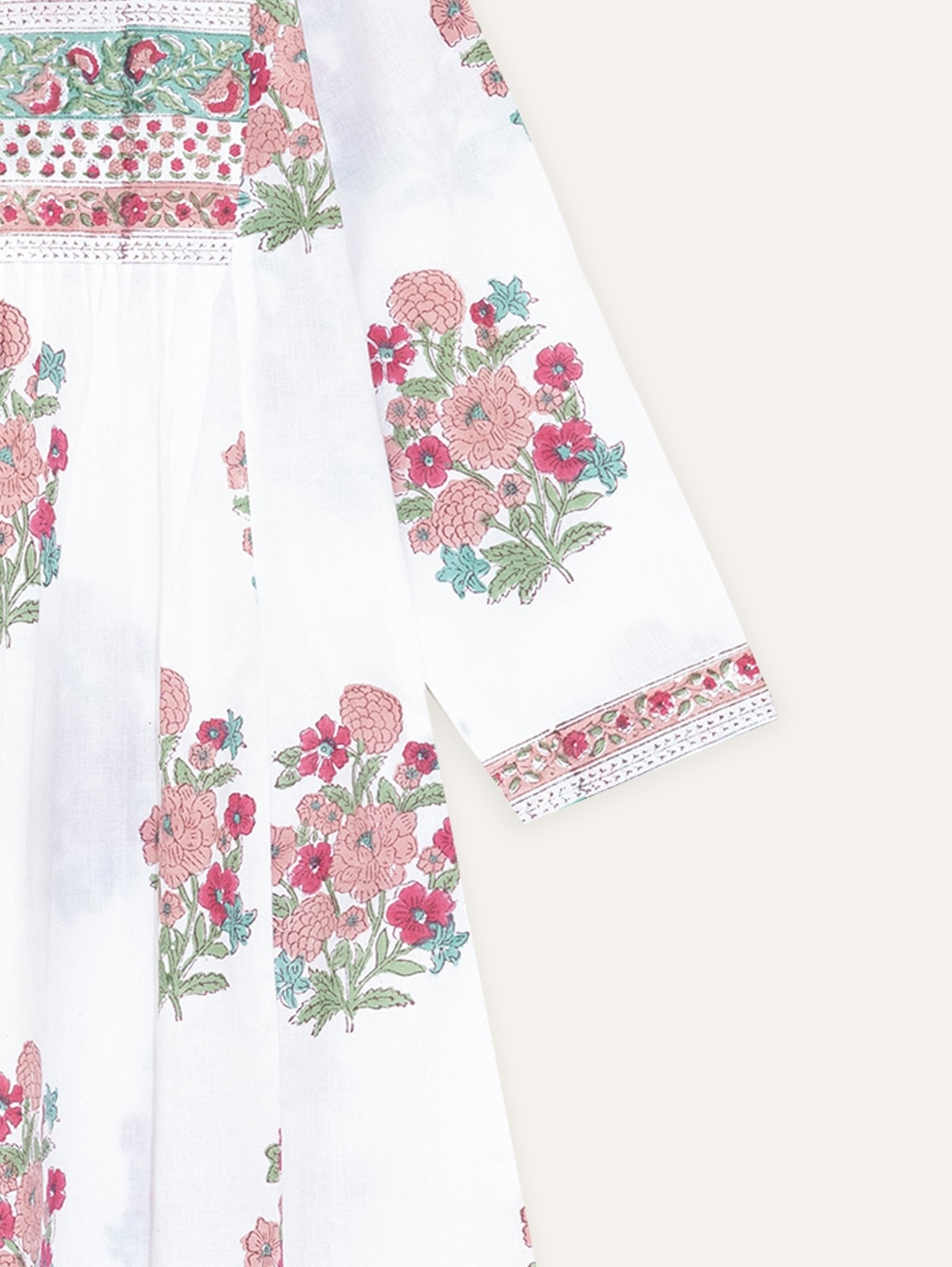 Zaleefa Cotton Block Printed A - Line Kurta - AINA