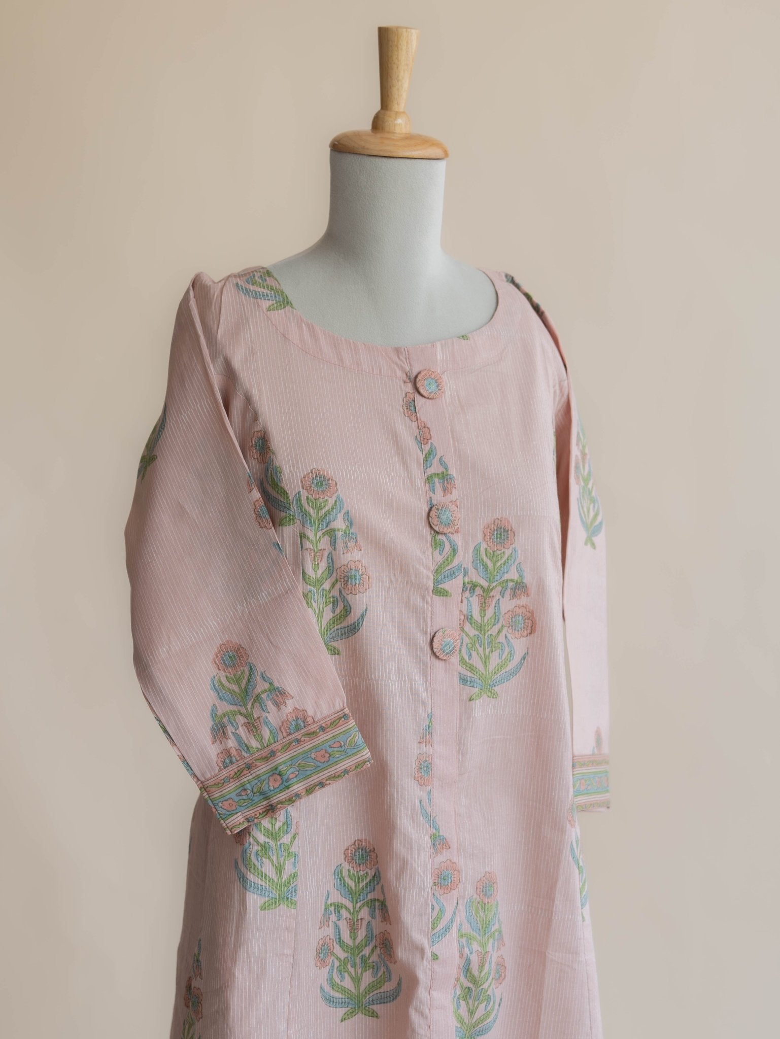 Zalima Cotton Block Printed A - line Kurta - AINA