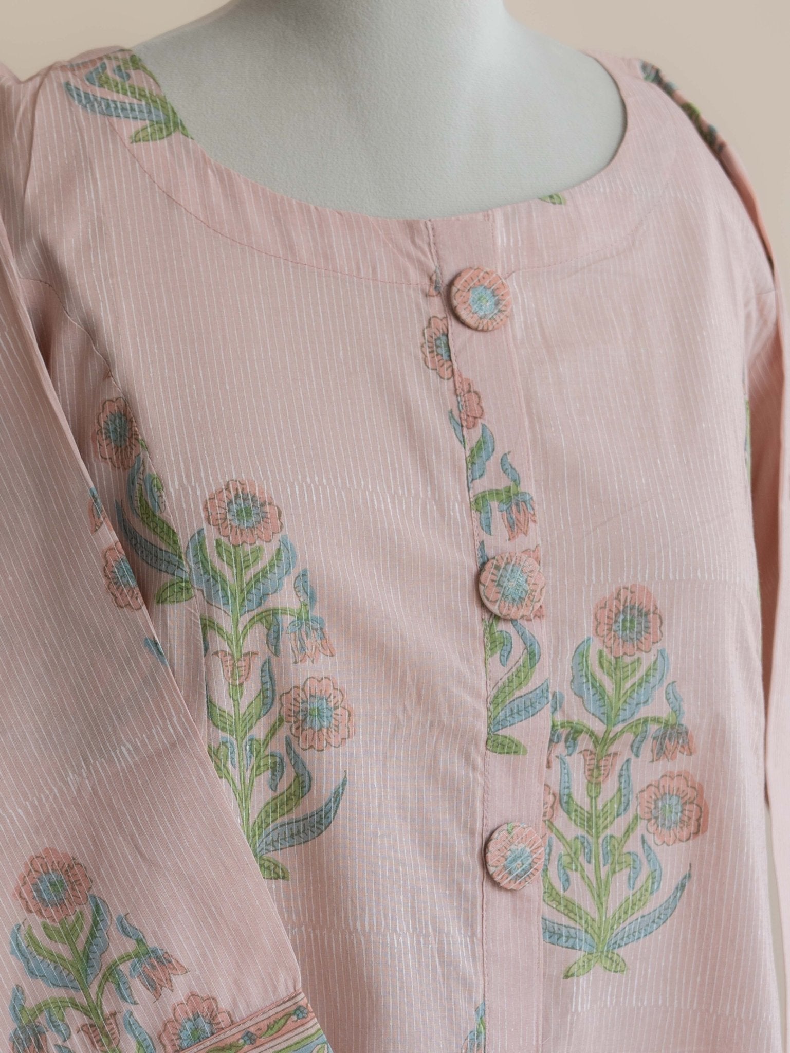 Zalima Cotton Block Printed A - line Kurta - AINA