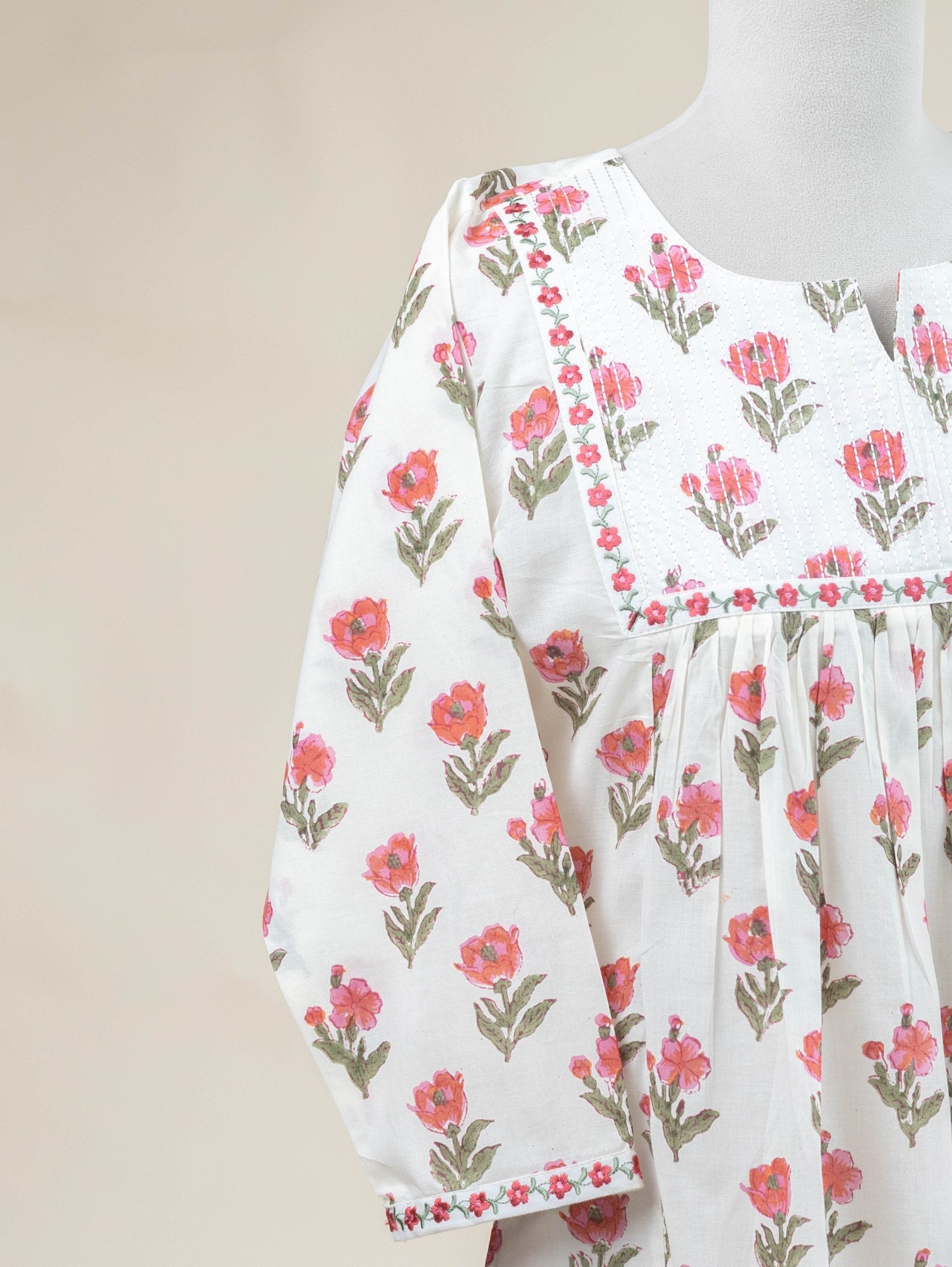 Zamana Cotton Block Printed A - Line Kurta - AINA
