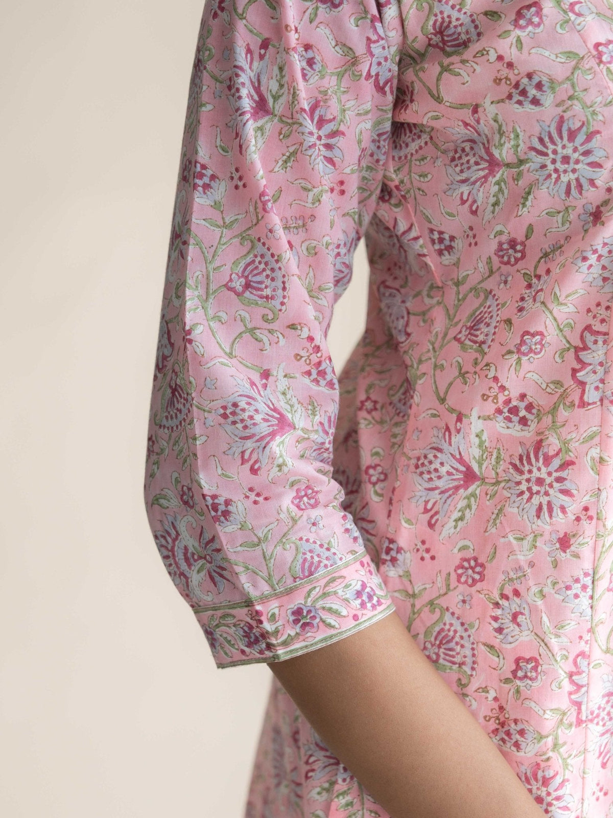 Zamha Cotton Block Printed A-Line Kurta - AINA