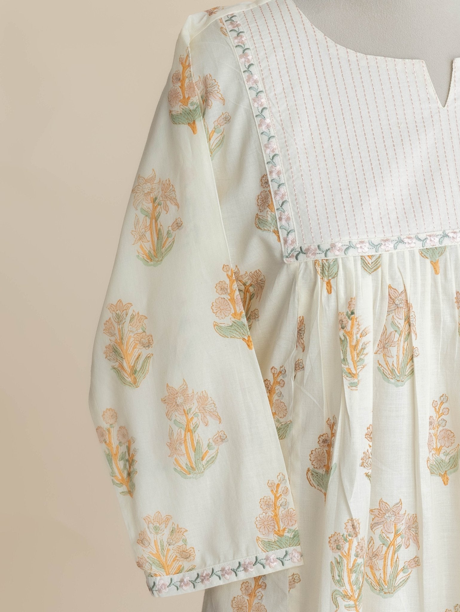 Zamrin Cotton Block Printed A-Line Kurta - AINA