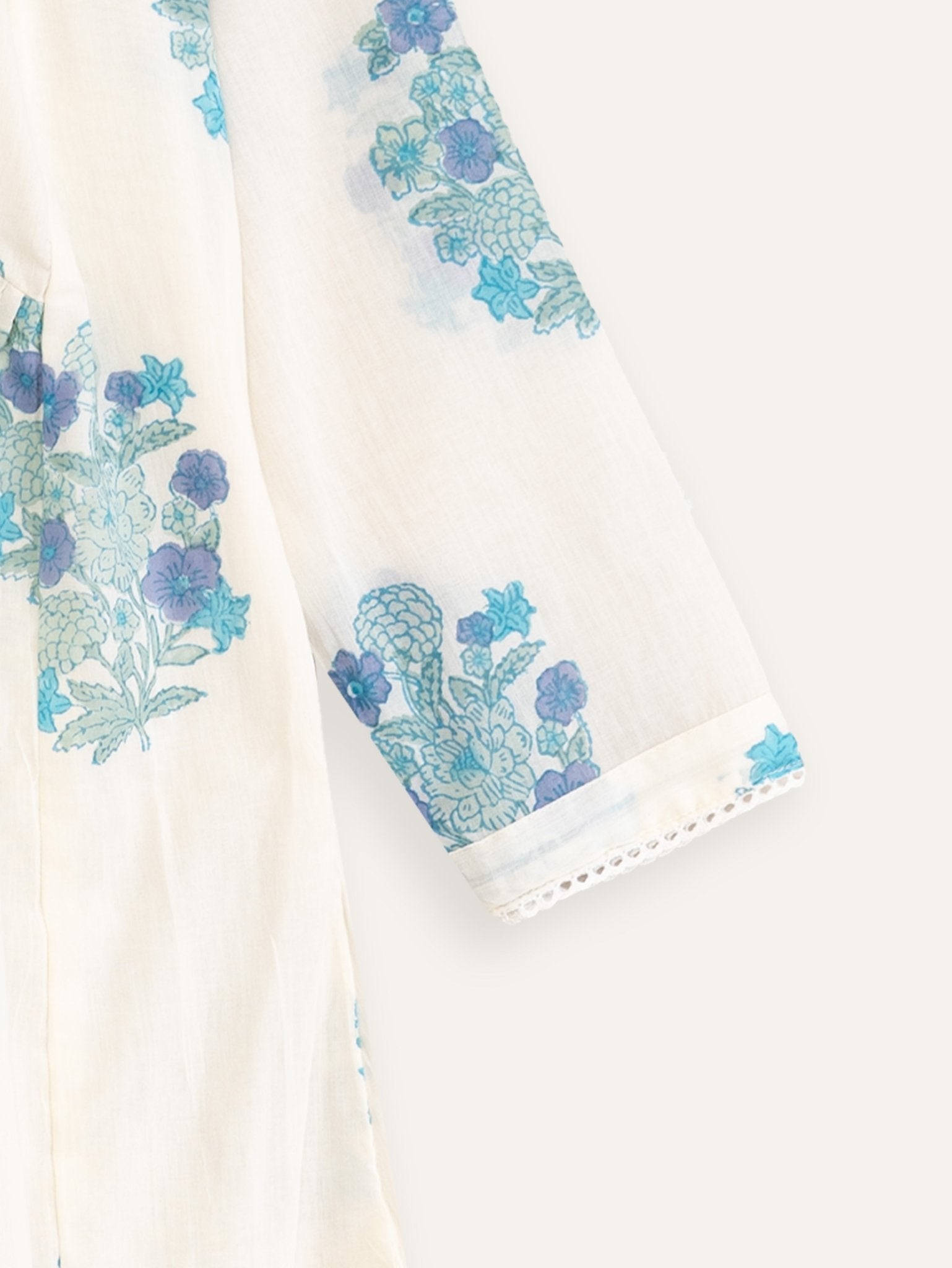 Zanha Cotton Block Printed A - Line Kurta - AINA